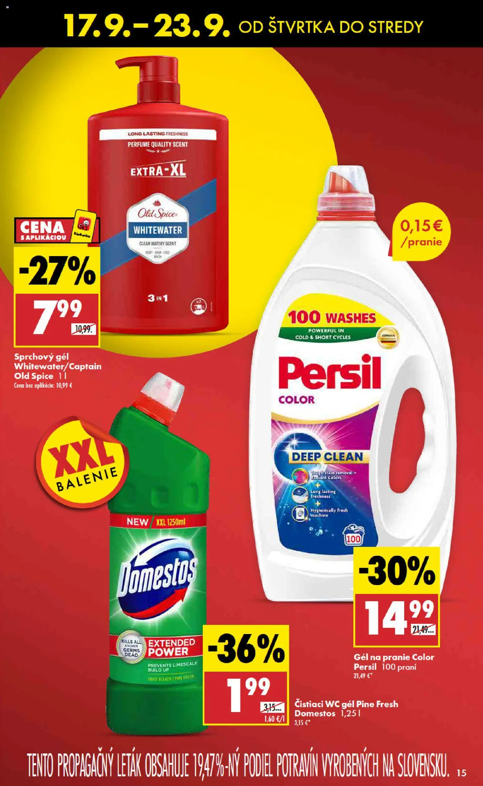 Nové Biedronka akcie – leták je platný od 17.09.2026 | Strana: 15 | Produkty: Old Spice, Wc, Gél na pranie, Domestos