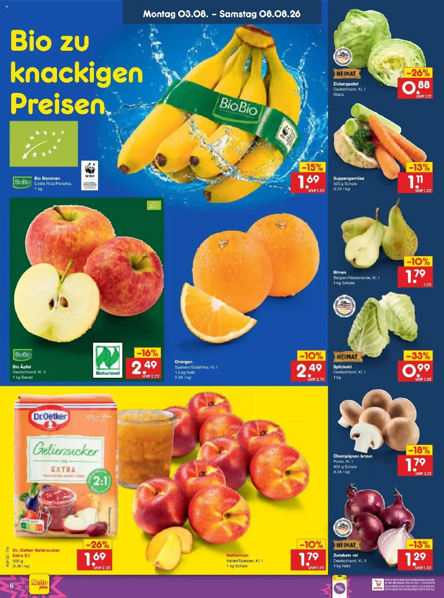 Netto Marken-Discount Prospekt Pirna – gültig ab 03.08.2026 | Seite: 10 | Produkte: Nektarinen, Äpfel, Bananen, Zwiebeln