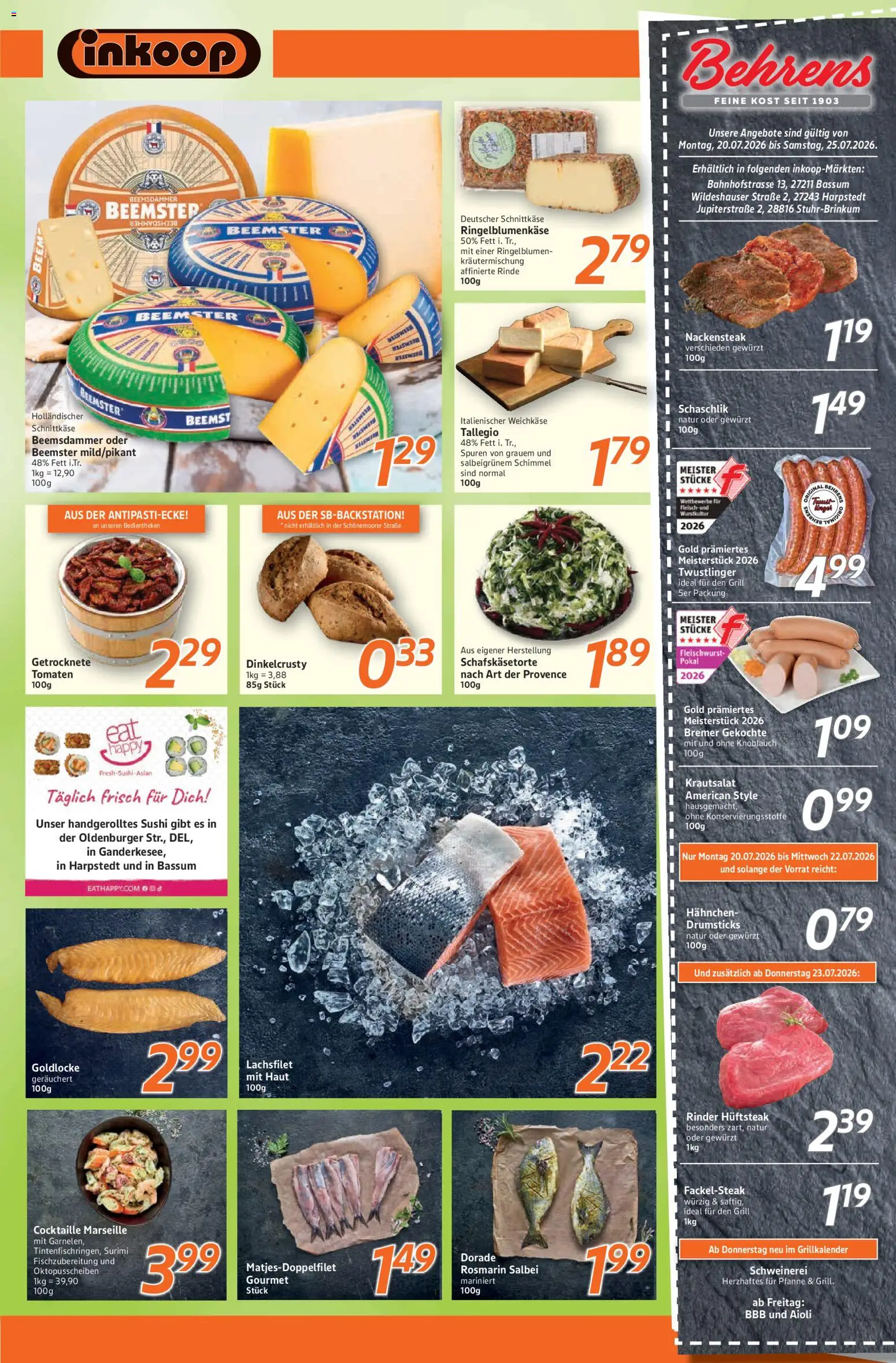 Inkoop Prospekt – gültig ab 20.07.2026 | Seite: 4 | Produkte: Dorade, Grill, Hahnchen, Tomaten