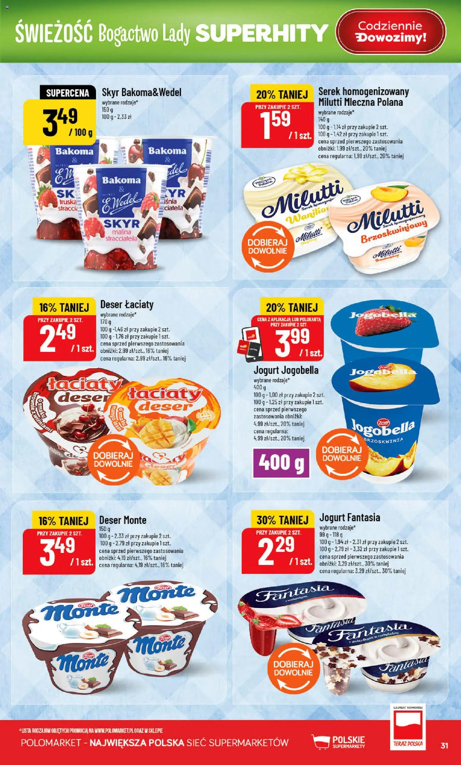 POLOmarket gazetka od 08.07.2026 | Strona: 31 | Produkty: Brzoskwinia, Malina, Serek, Jogurt