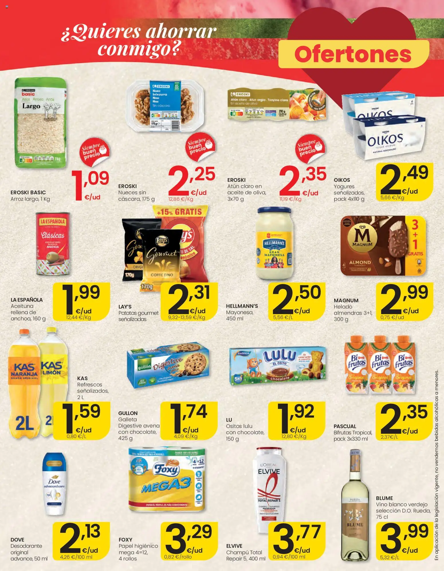 Eroski Ofertones de verano │ válido desde el 28.05.2026 | Página: 3 | Productos: Arroz, Οθόνη προβολής, Anchoa, Atún claro