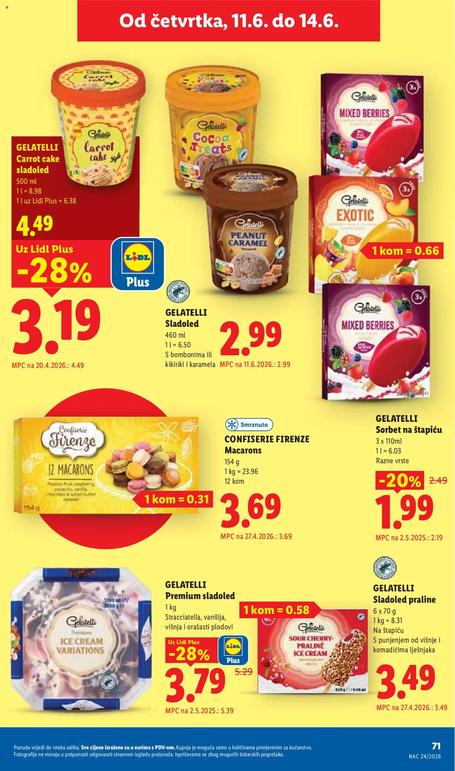 Lidl katalog | vrijedi od 08.06.2026 | Stranica: 71 | Proizvodi: Praline, Kikiriki, Sladoled, Karamela