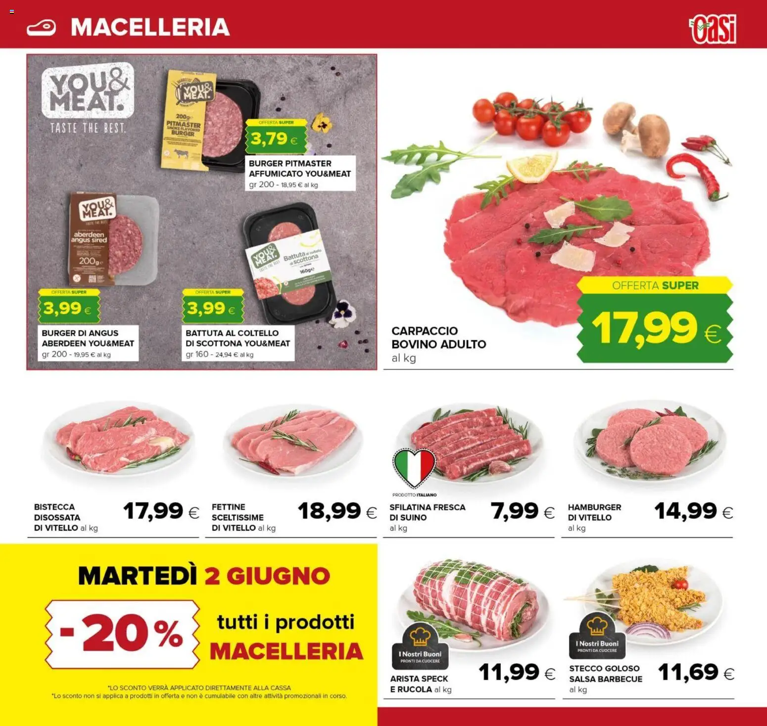 Volantino Oasi del 20.05.2026 | Pagina: 11 | Prodotti: Rucola, Salsa, Barbecue, Vitello