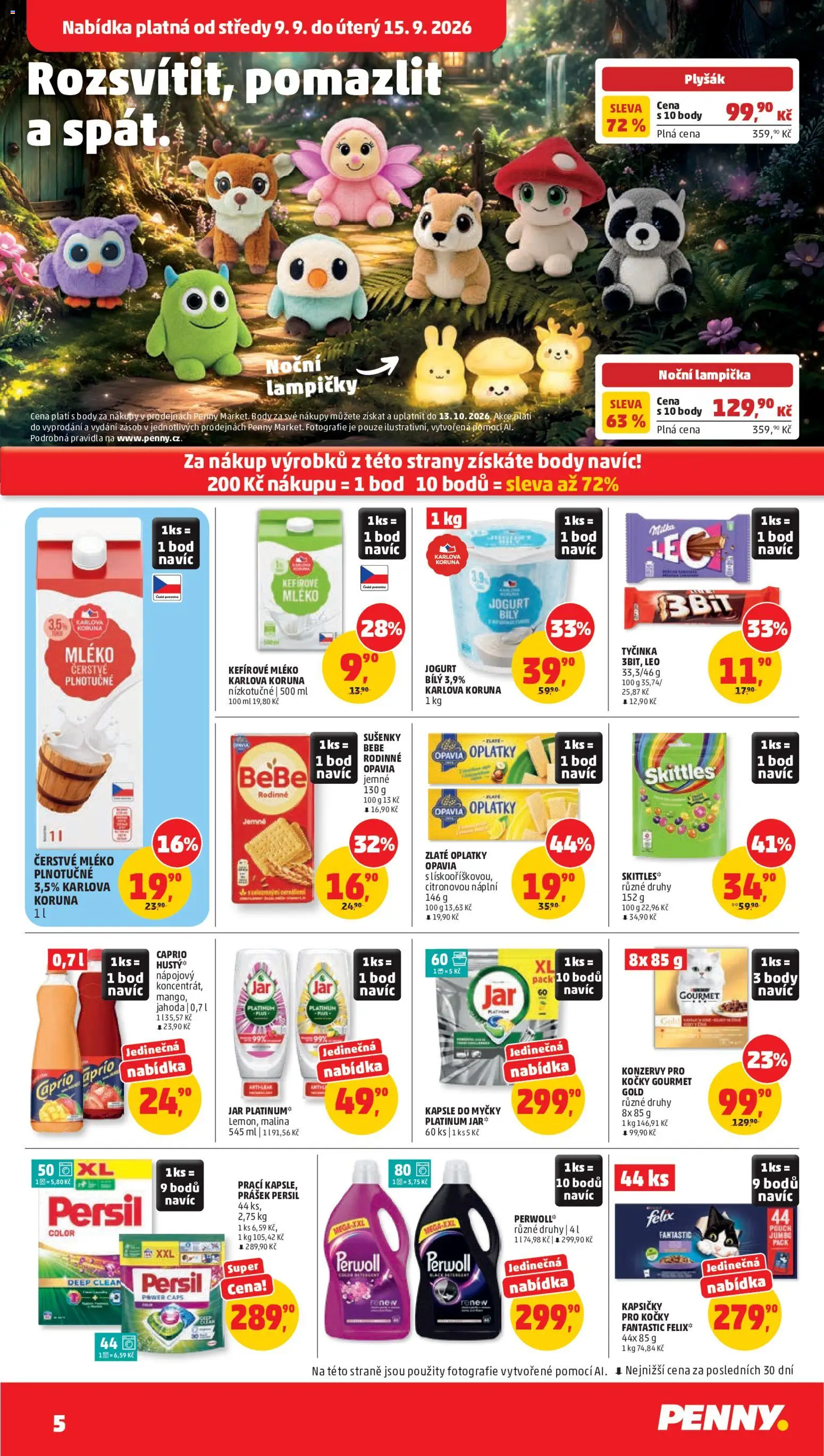 Penny Market leták od 09.09.2026 | Strana: 5 | Produkty: Mléko plnotučné, Persil, Bebe, Kapsičky