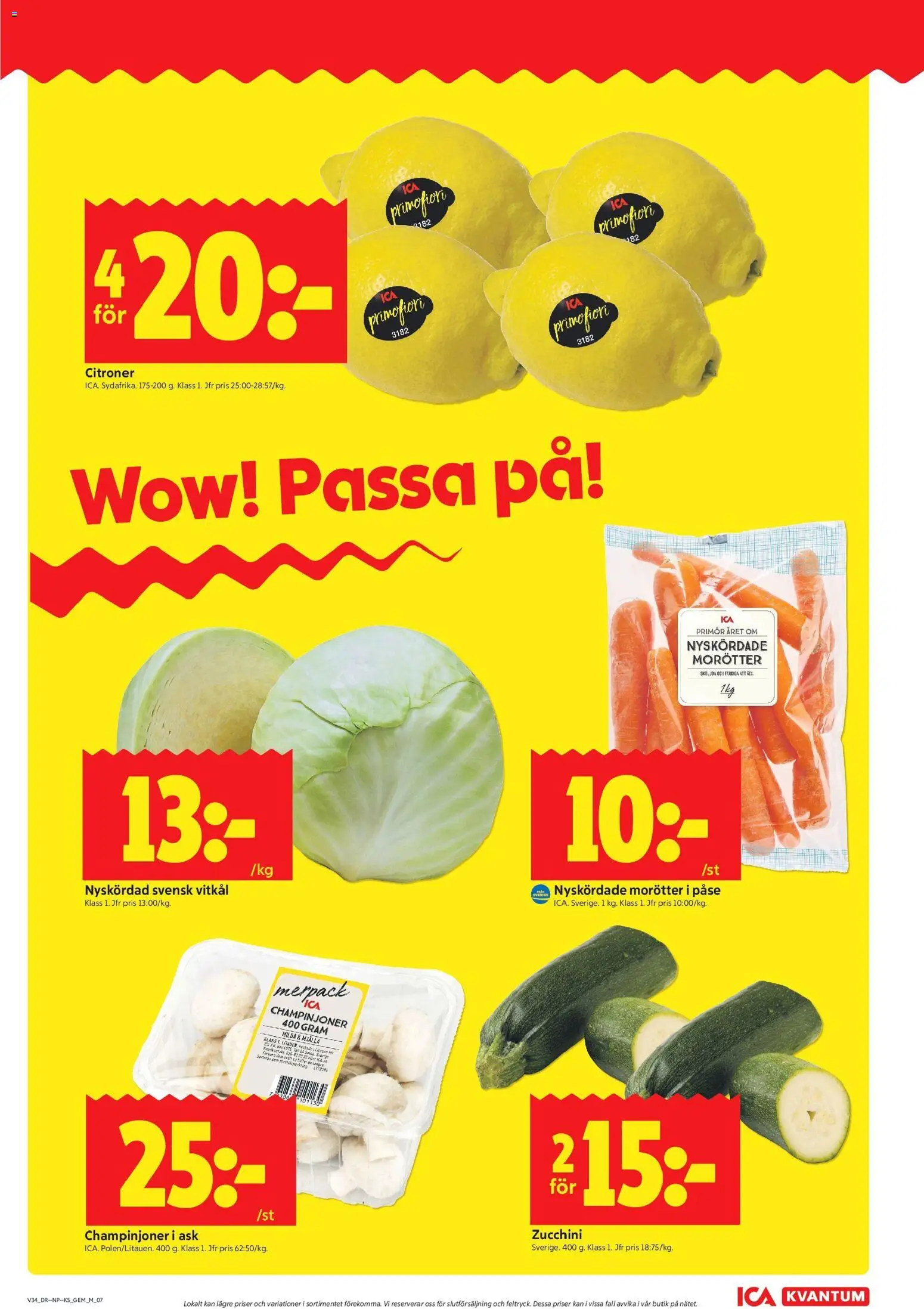 ICA Kvantum reklamblad aktuell från 17/08/2026 | Sida: 7 | Produkter: Morötter, Vitkål, Citroner, Zucchini