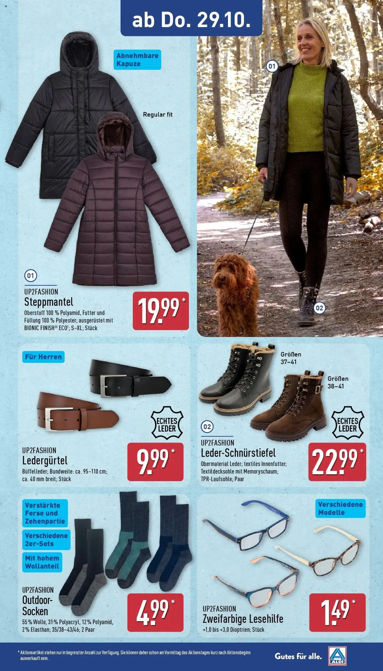 Aldi Aktueller Prospekt (ab 26.10.2026) » Angebote Online | Seite: 25 | Produkte: Steppmantel, Up2fashion, Socken