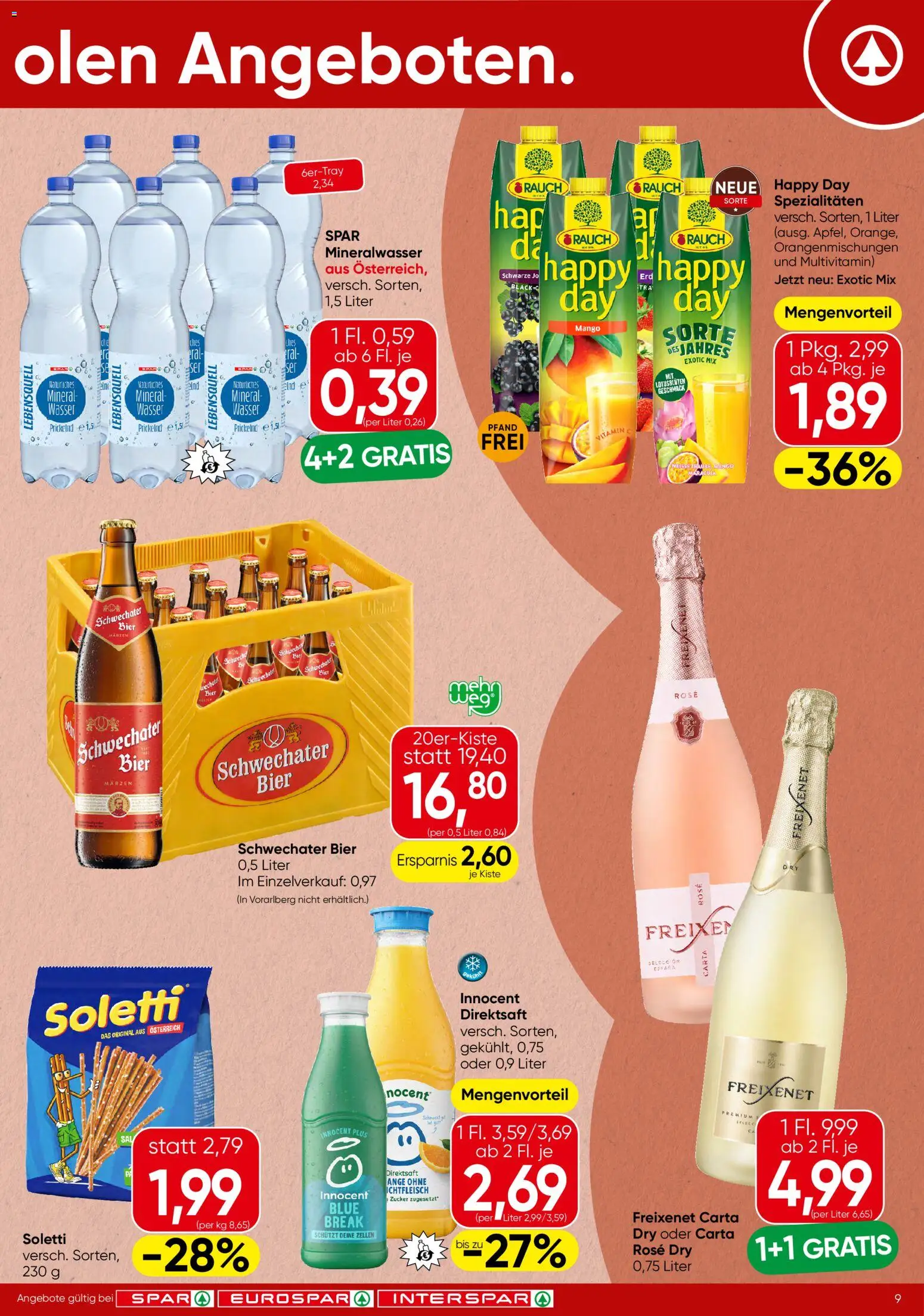 Spar Flugblatt - Burgenland gültig ab 28.05.2026 | Seite: 9 | Produkte: Wasser, Zucker, Mango, Papier blanc
