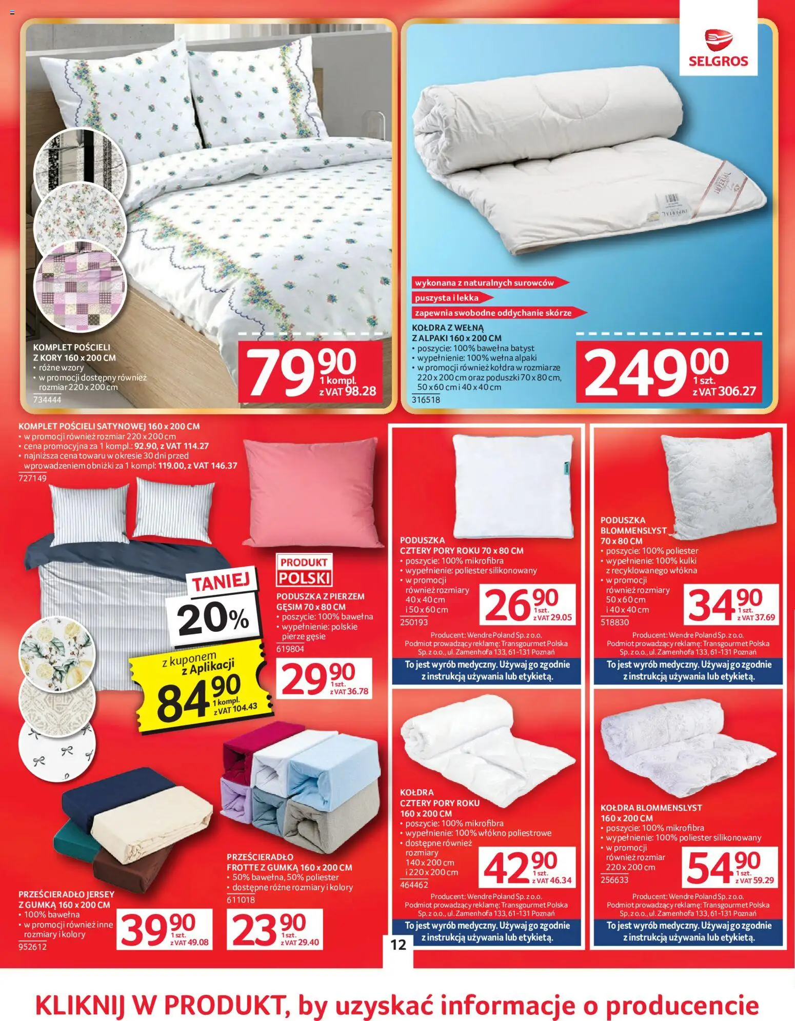 Selgros cash&carry gazetka - Oferta przemysłowa od 02.06.2026 | Strona: 15 | Produkty: Poduszka, Kołdra