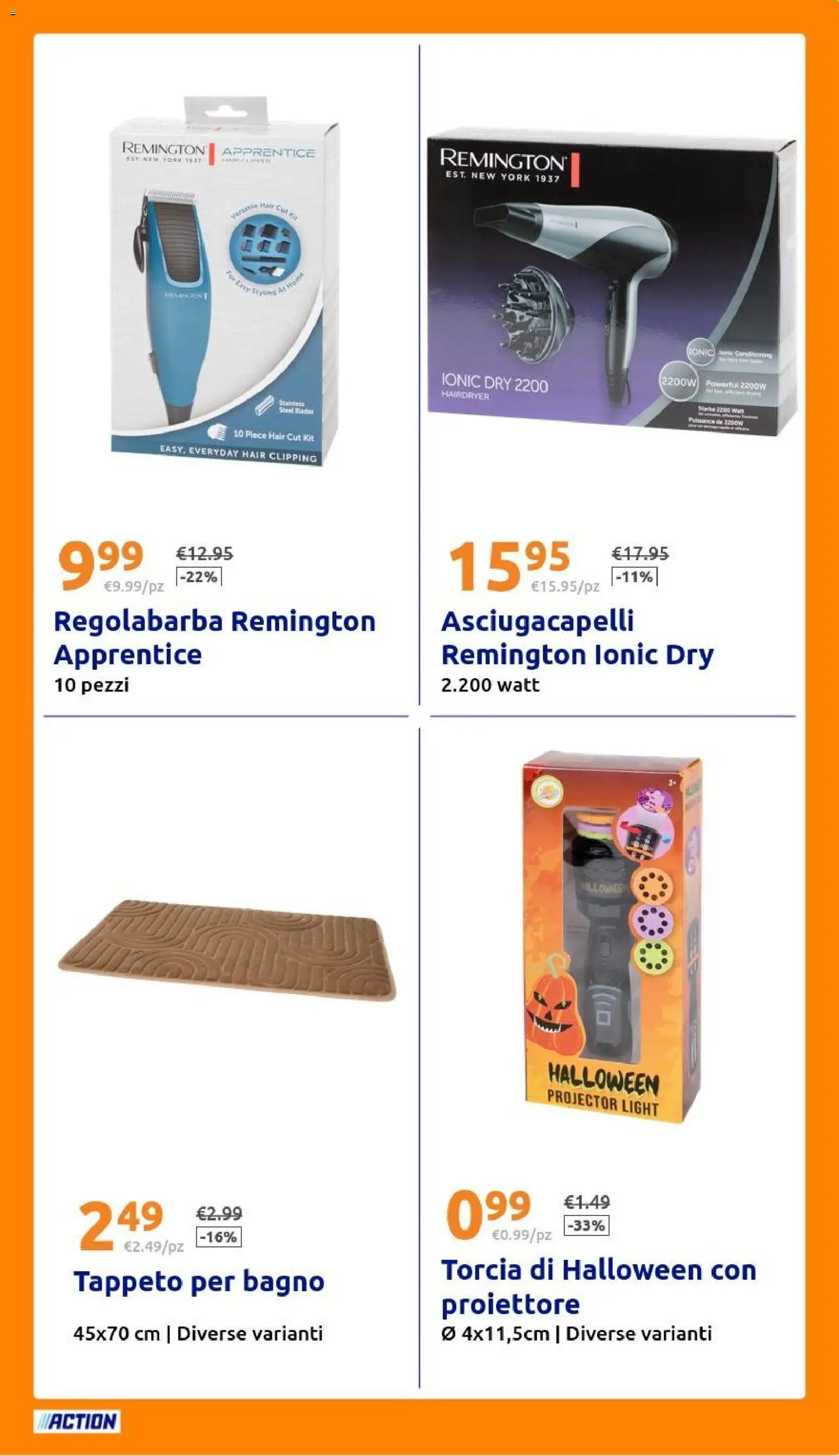 Volantino Action del 07/10/2026 | Pagina: 27 | Prodotti: Torcia, Asciugacapelli, Bagno, Tappeto