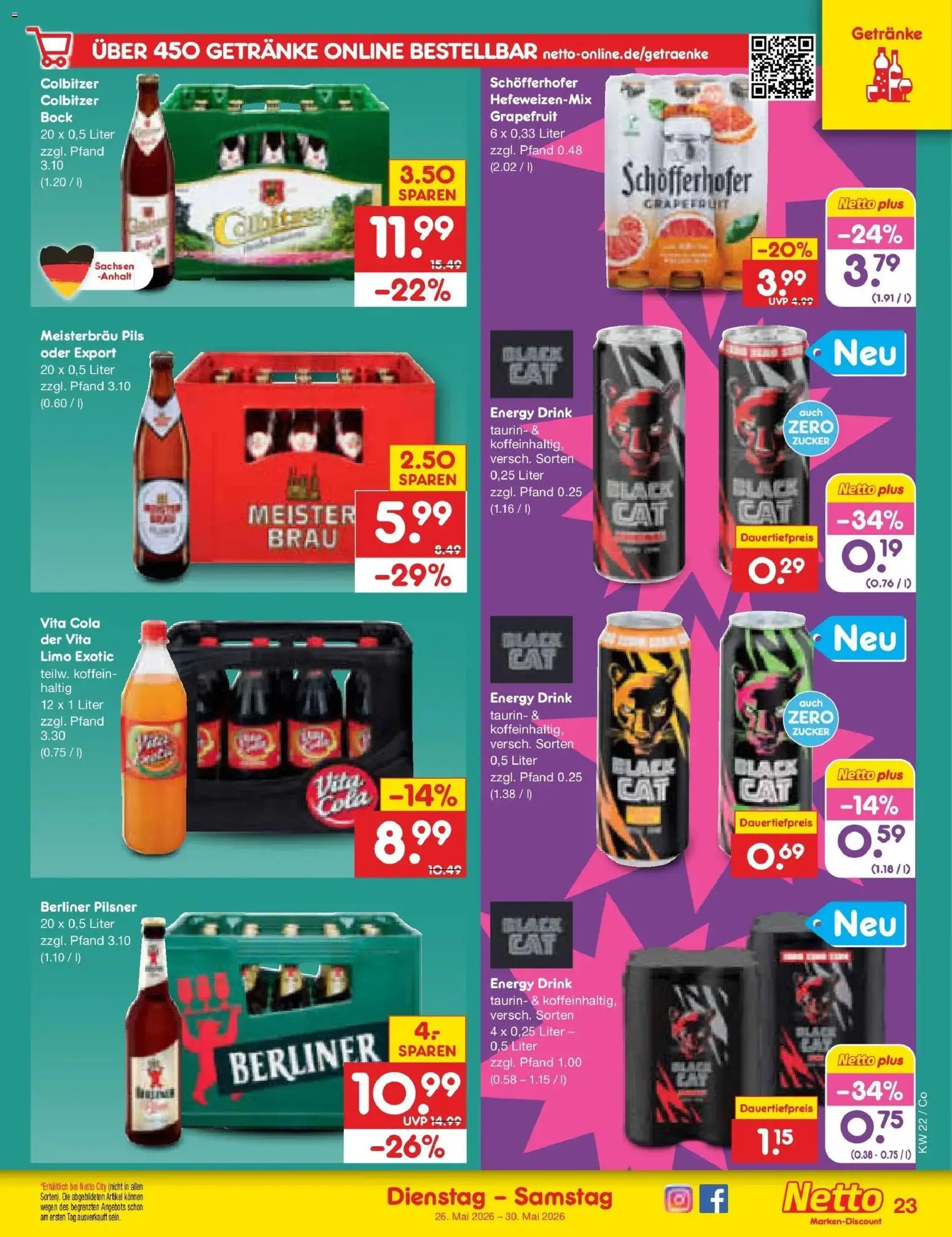 Netto Marken-Discount Prospekt Bitterfeld-Wolfen – gültig ab 26.05.2026 | Seite: 29 | Produkte: Cola, Zucker, Vita cola, Berliner pilsner