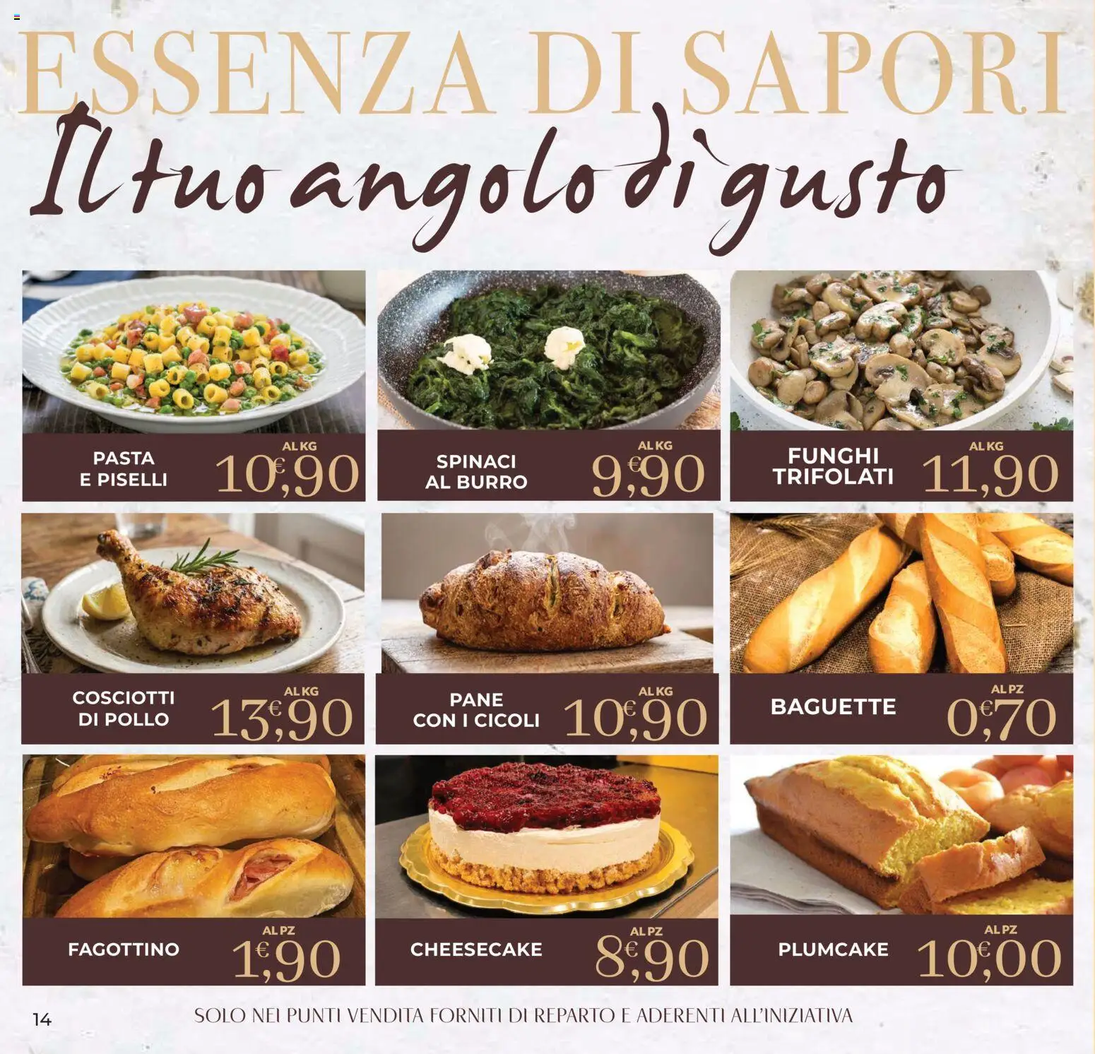 Volantino Eté del 22/09/2026 | Pagina: 14 | Prodotti: Pasta, Funghi, Piselli, Cheesecake