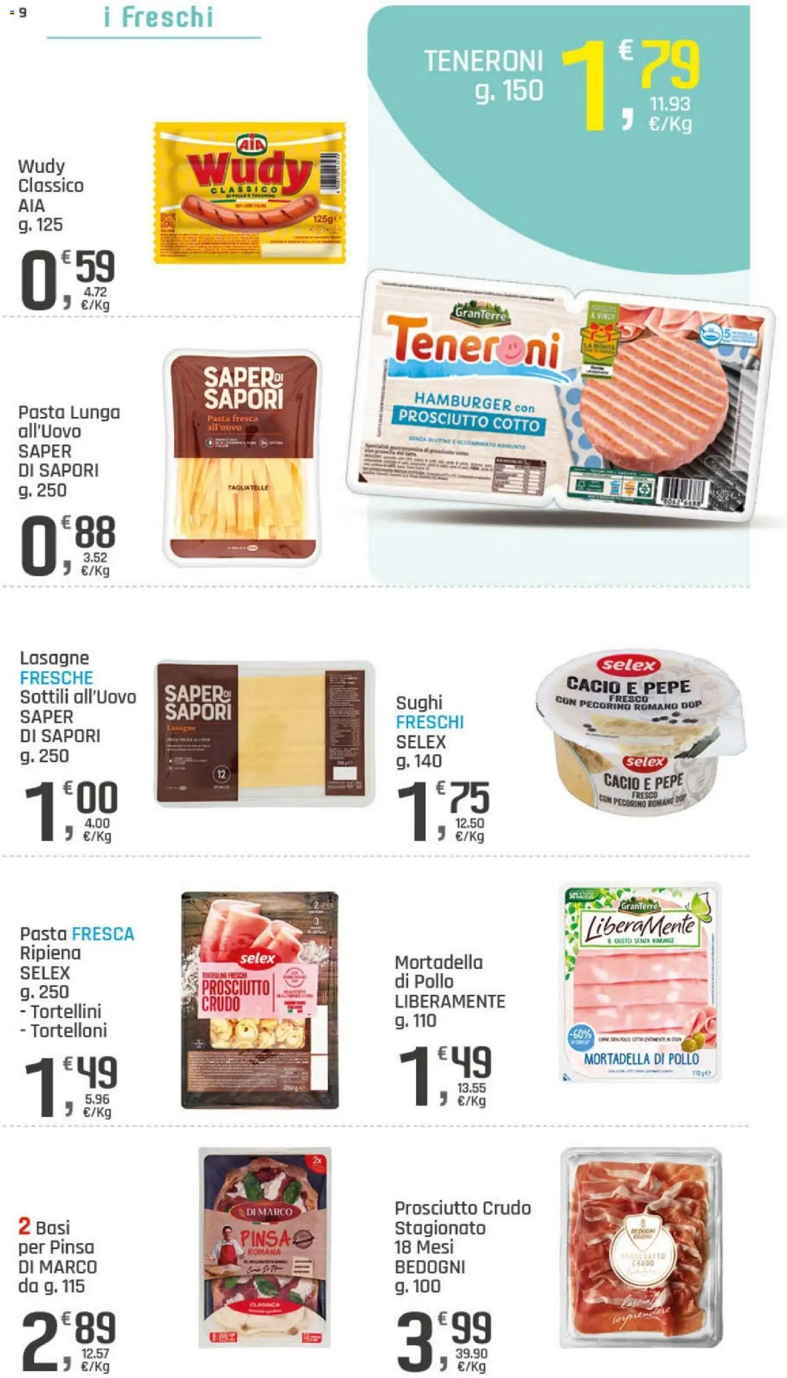 Volantino DOK del 06/10/2026 | Pagina: 9 | Prodotti: Pasta, Mortadella, Pecorino Romano, Pecorino