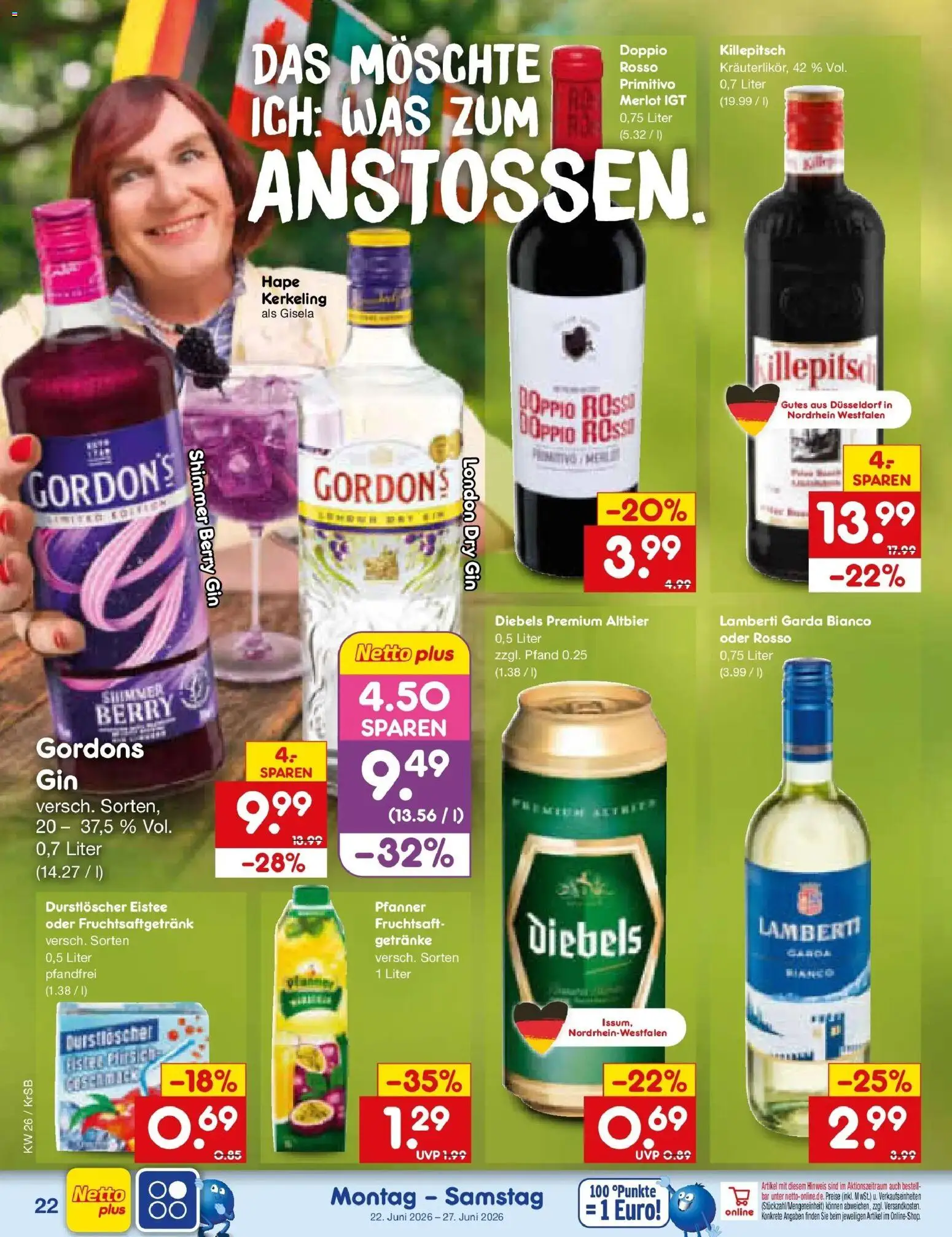 Netto Marken-Discount Prospekt Jüchen – gültig ab 21.06.2026 | Seite: 30 | Produkte: Durstloscher, Merlot, Diebels, Gin