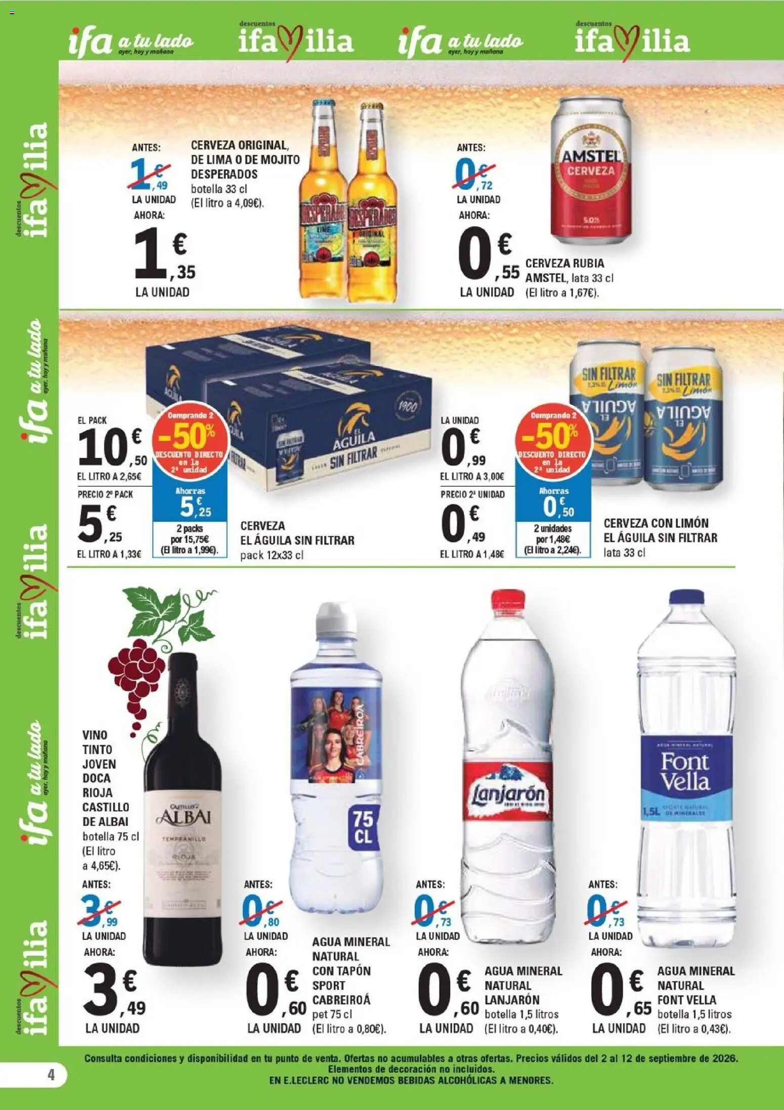 E.Leclerc folleto León │ válido desde el 02/09/2026 | Página: 4 | Productos: Cerveza, Bebidas, Decoración, Desperados