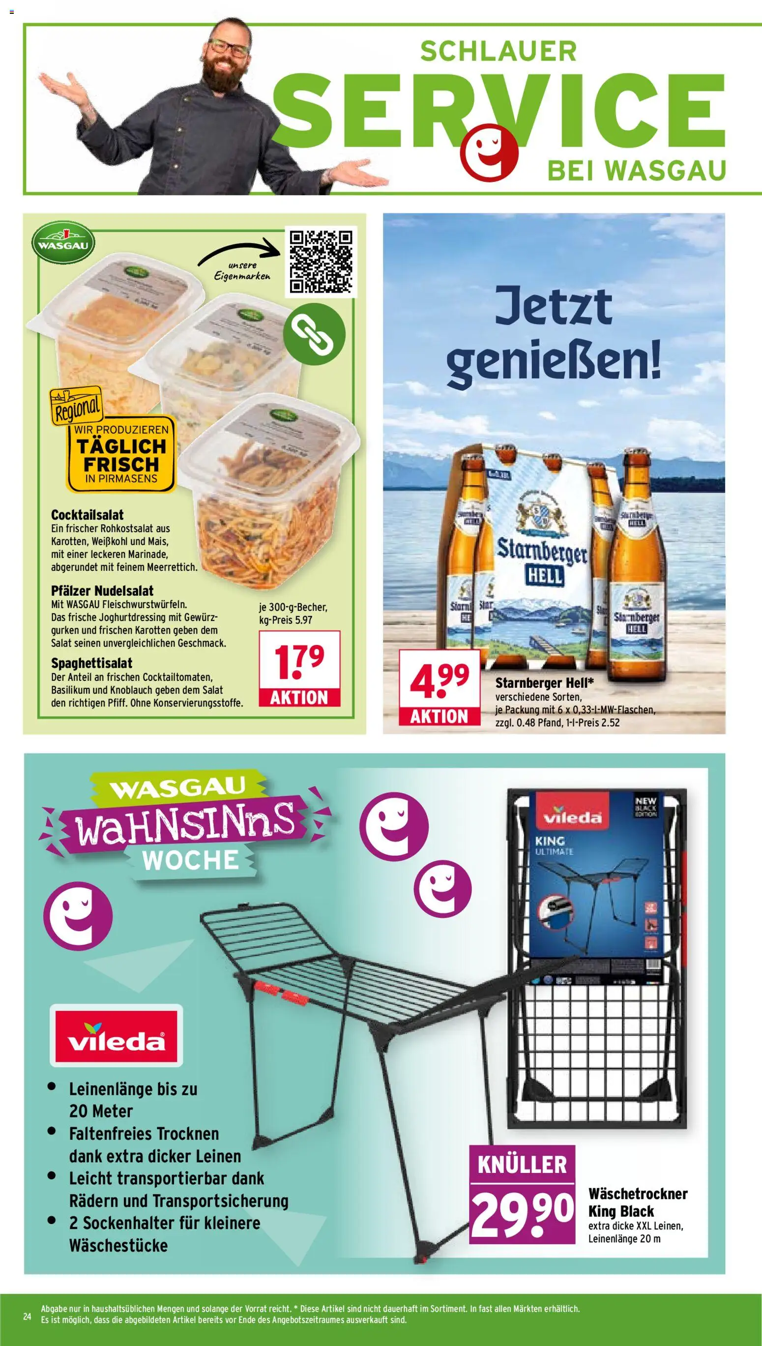 Wasgau Prospekt – gültig ab 03.08.2026 | Seite: 24 | Produkte: Knoblauch, Gurken, Salat