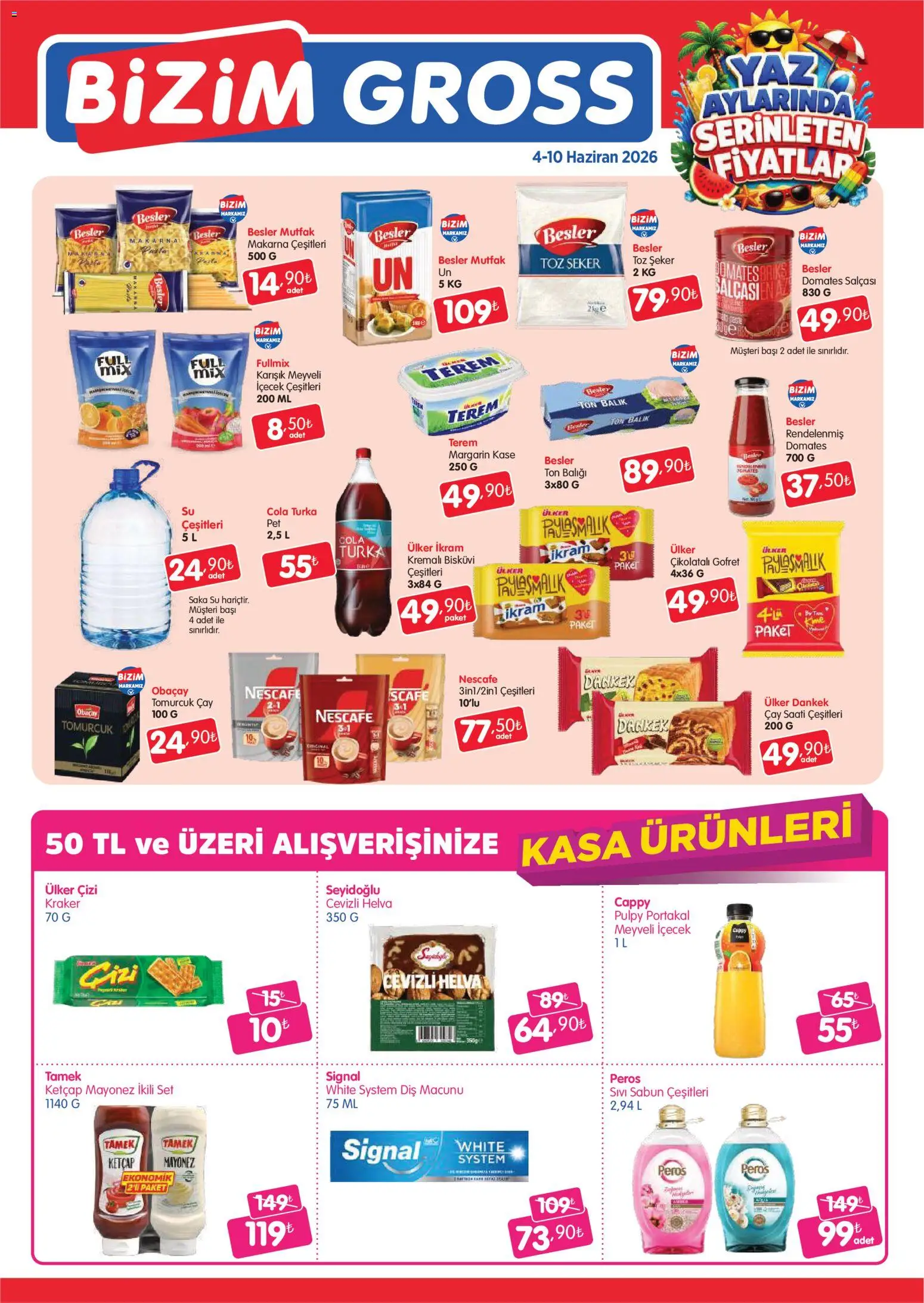 Bizim Toptan - Bizim Gross Fırsat Bülteni - 04.06.2026 tarihinden itibaren geçerlidir | Sayfa: 3 | Ürünler: Gofret, Diş macunu, Çay, Su