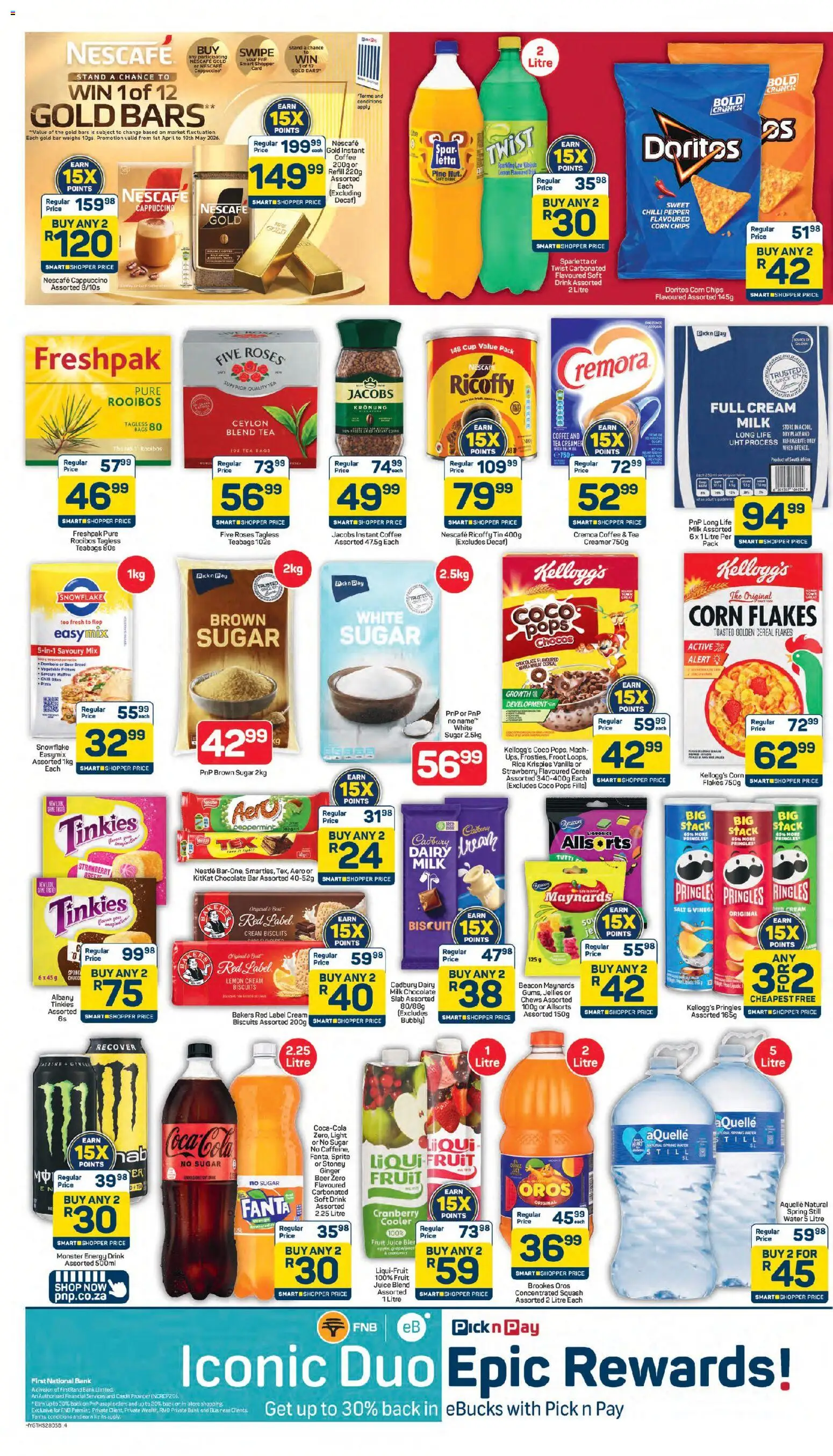 New Pick n Pay catalogue – valid from 24.04.2026 | Page: 4 | Products: Creamer, Tea, Flakes, Water