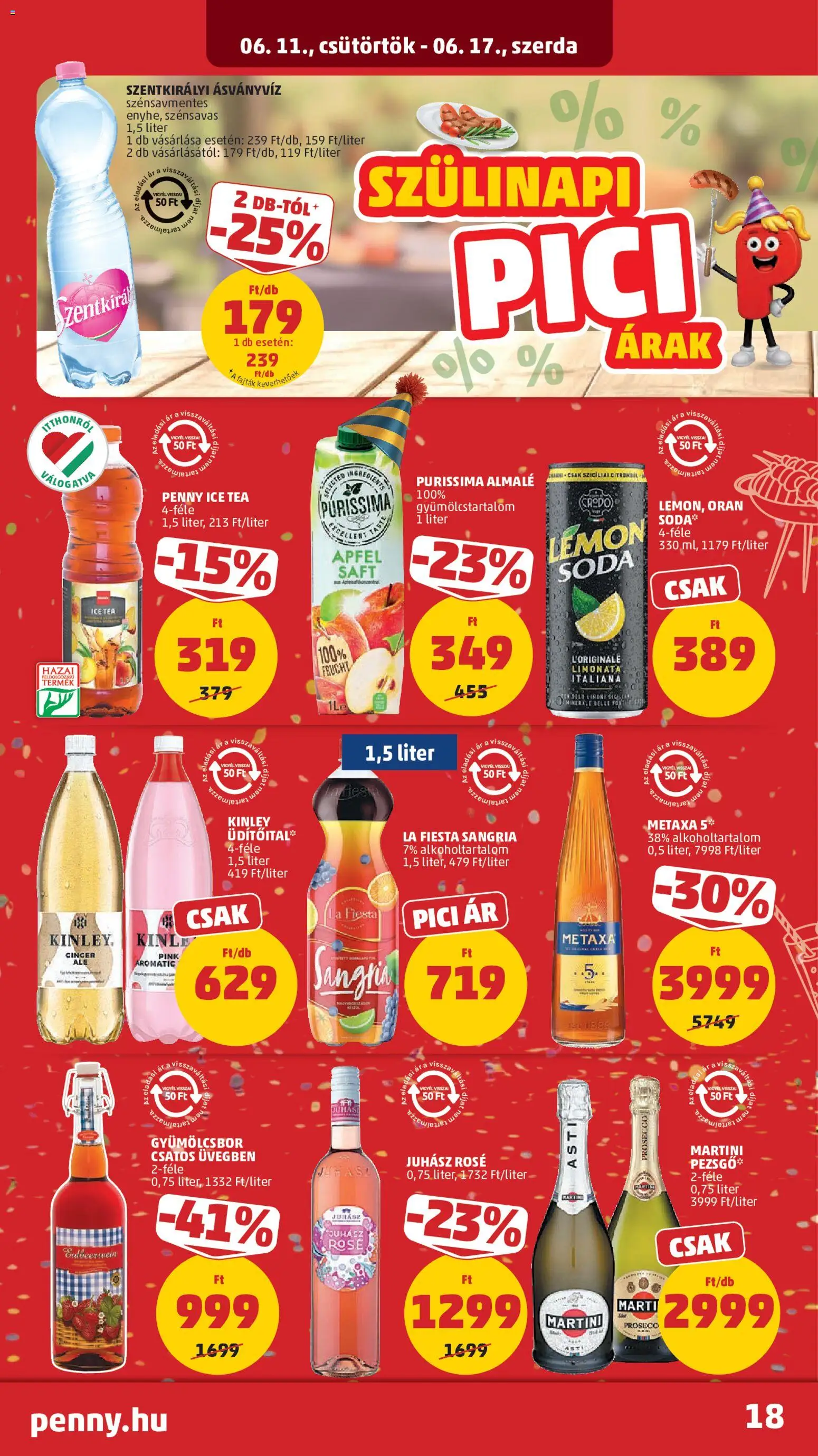 PENNY akciós ujság - amely érvényes a következő dátumtól: 11.06.2026 | Oldal: 22 | Termékek: Pezsgő, Brandy, Juhász rosé, Tea