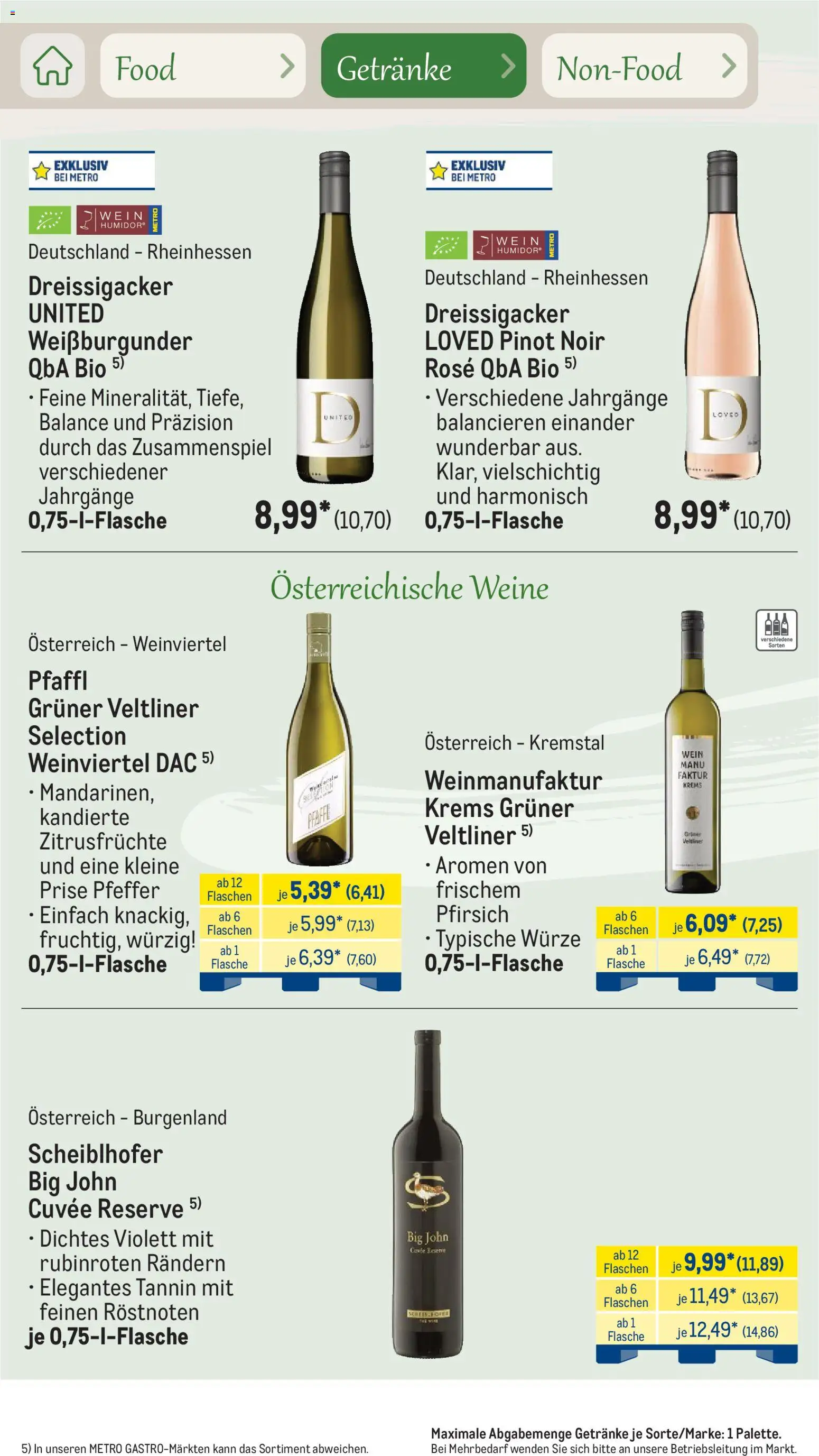 Metro Saisonkatalog Outdoor Dining – gültig ab 01.06.2026 | Seite: 48 | Produkte: Pfeffer, Pfirsich, Wein