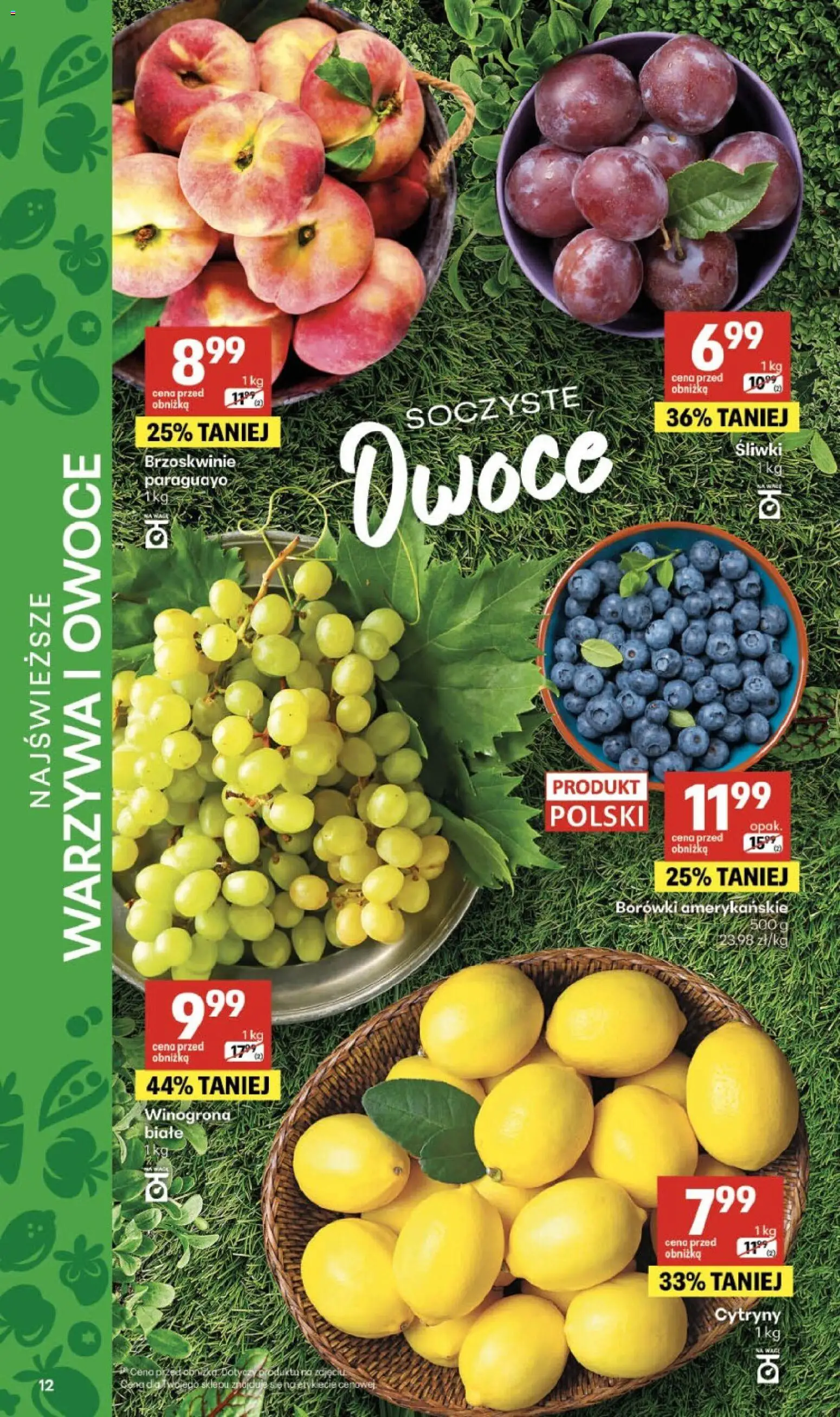 Delikatesy Centrum gazetka - Sklepy Własne od 30.07.2026 | Strona: 12 | Produkty: Winogrona, Cytryny, Śliwki, Warzywa