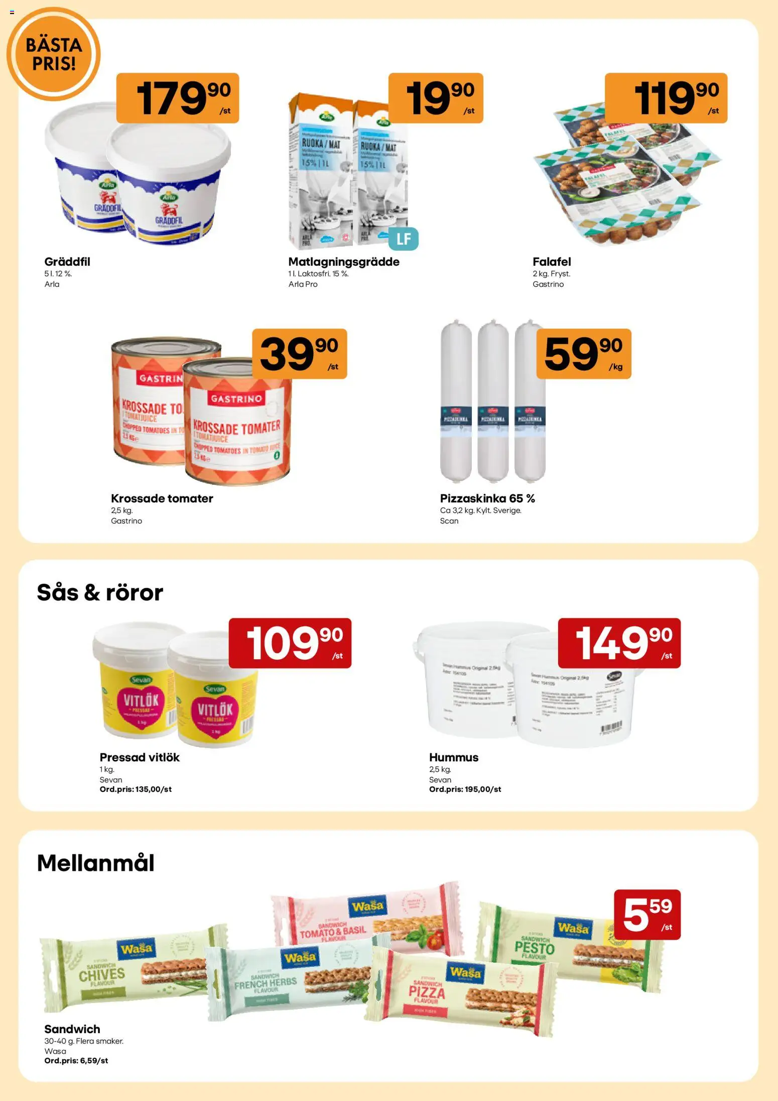 Snabbgross reklamblad aktuell från 05/10/2026 | Sida: 12 | Produkter: Hummus, Vitlök, Falafel, Pesto