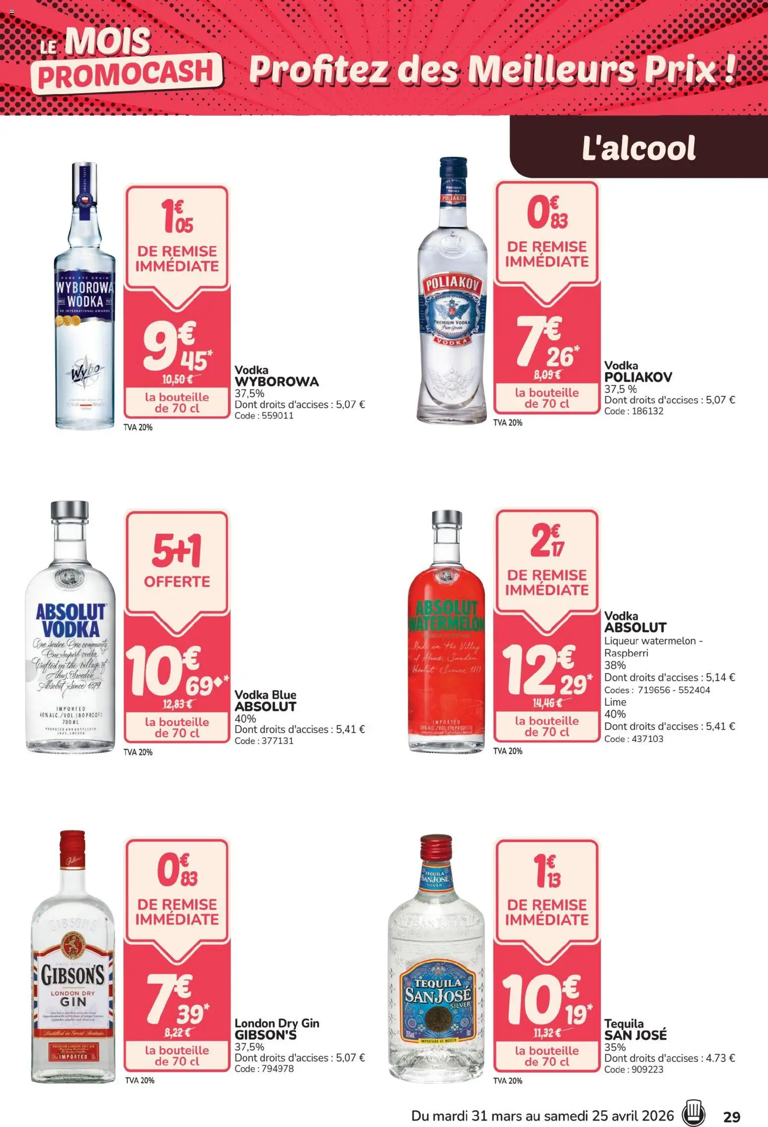 {H1} | Page: 29 | Produits: Vodka, Tequila, Thé, Gin