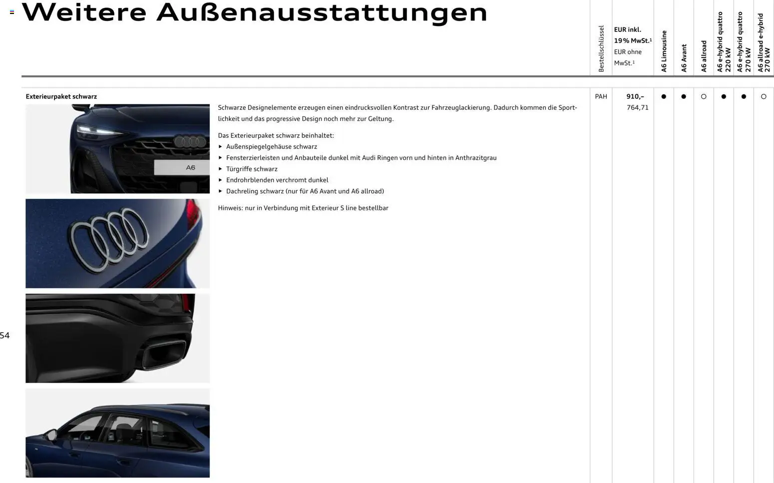 Audi A6 – gültig ab 14.09.2026 | Seite: 54