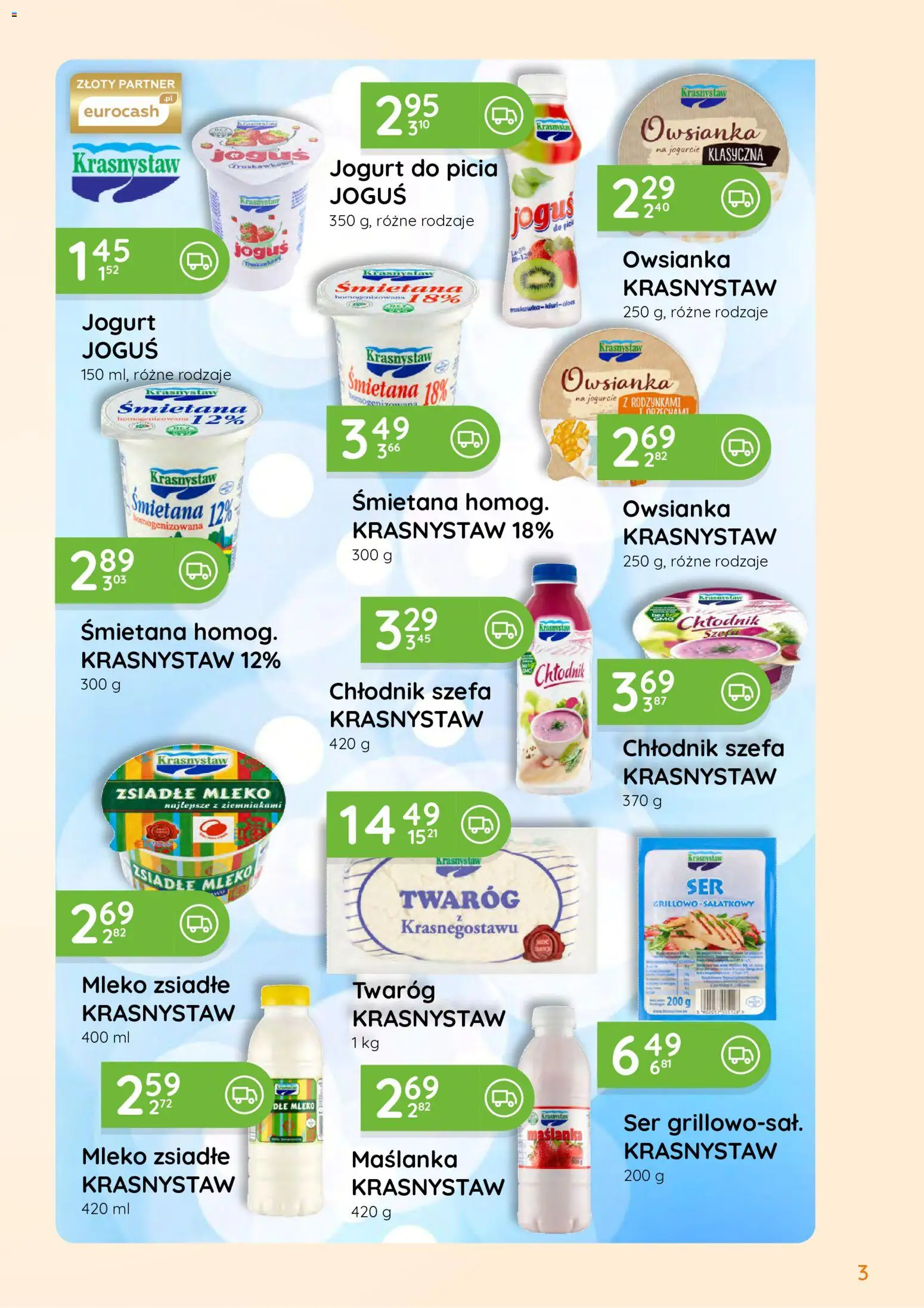 Eurocash gazetka - Oferta Handlowa od 01.06.2026 | Strona: 3 | Produkty: Owsianka, Maślanka, Mleko, Twaróg