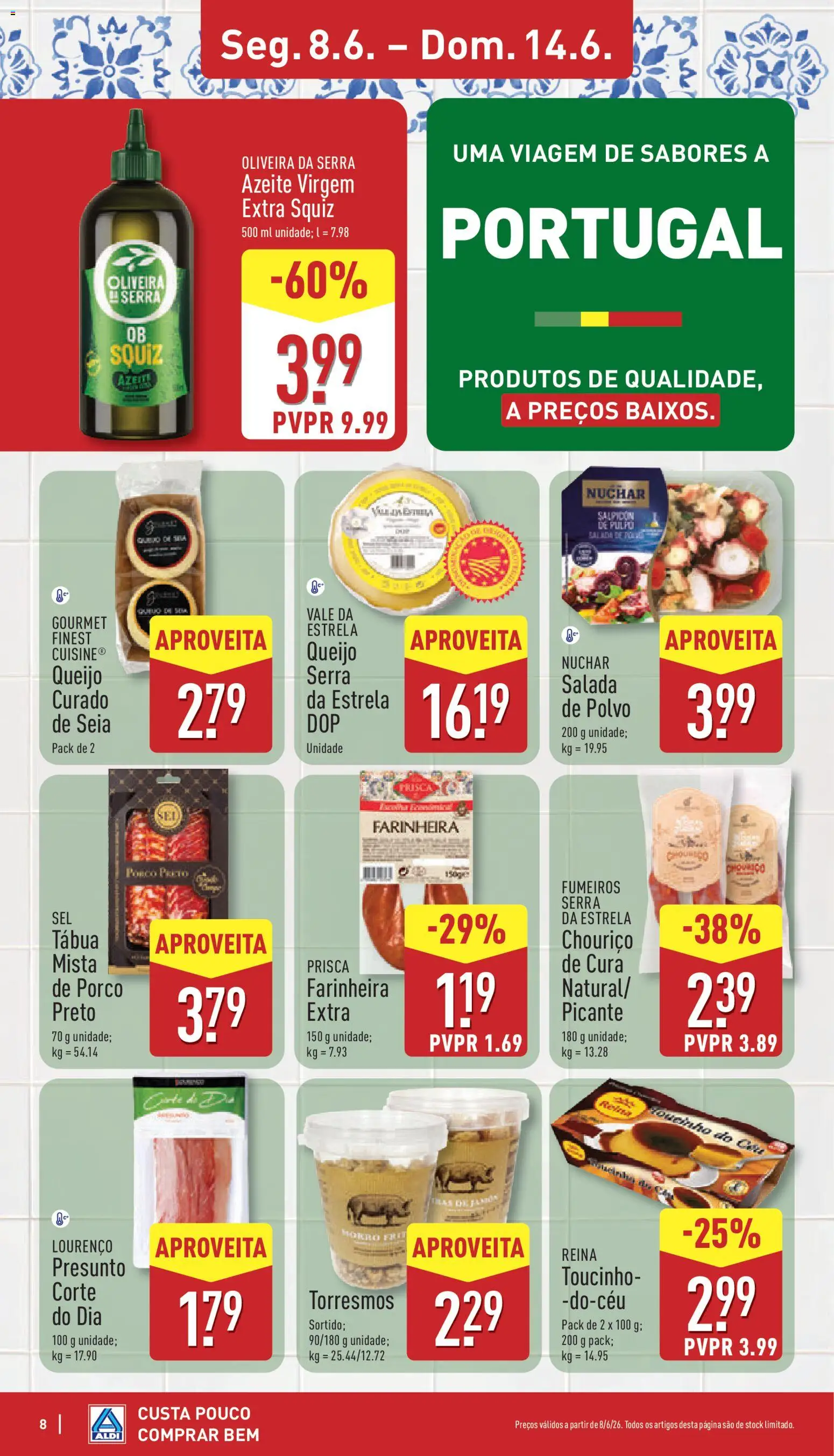 Aldi folheto │ válido de 08.06.2026 | Página: 8 | Produtos: Polvo, Presunto, Chouriço, Salada