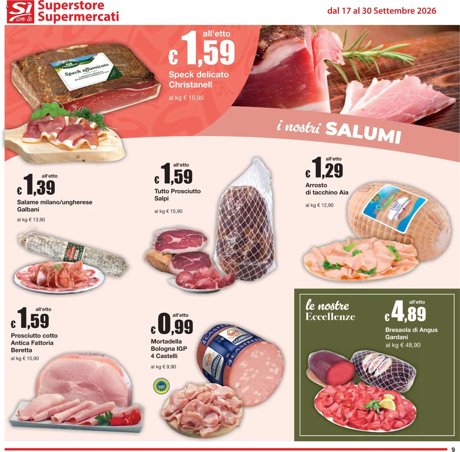Volantino Sì con Te del 17/09/2026 | Pagina: 9 | Prodotti: Prosciutto Cotto, Tè, Tacchino, Prosciutto