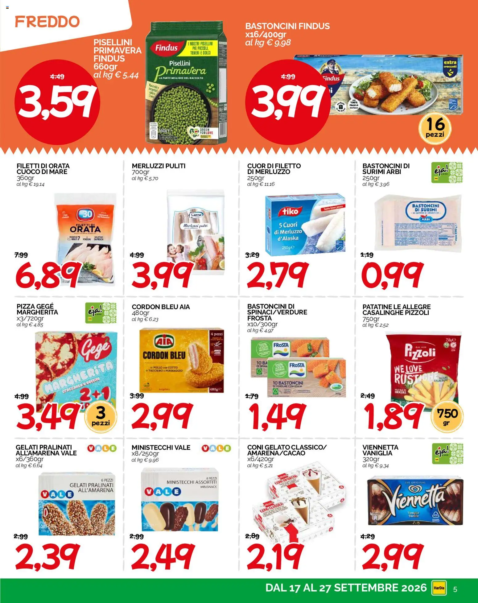Volantino HarDis del 17/09/2026 | Pagina: 5 | Prodotti: Vaniglia, Gelato, Filetto, Formaggio