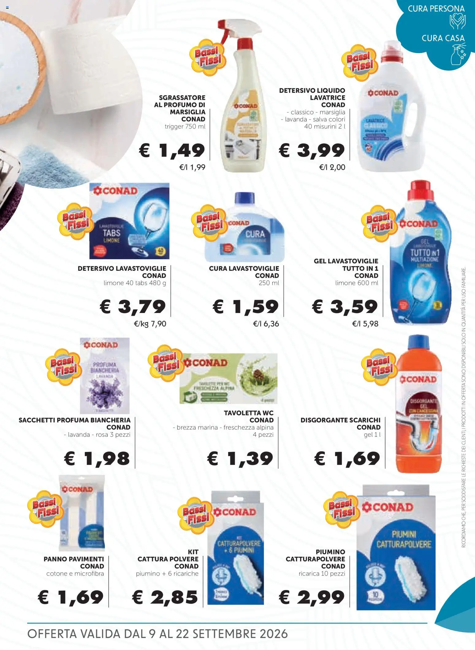 Volantino Conad del 09/09/2026 | Pagina: 15 | Prodotti: Tavoletta wc, Limone, Tavoletta, Profumo