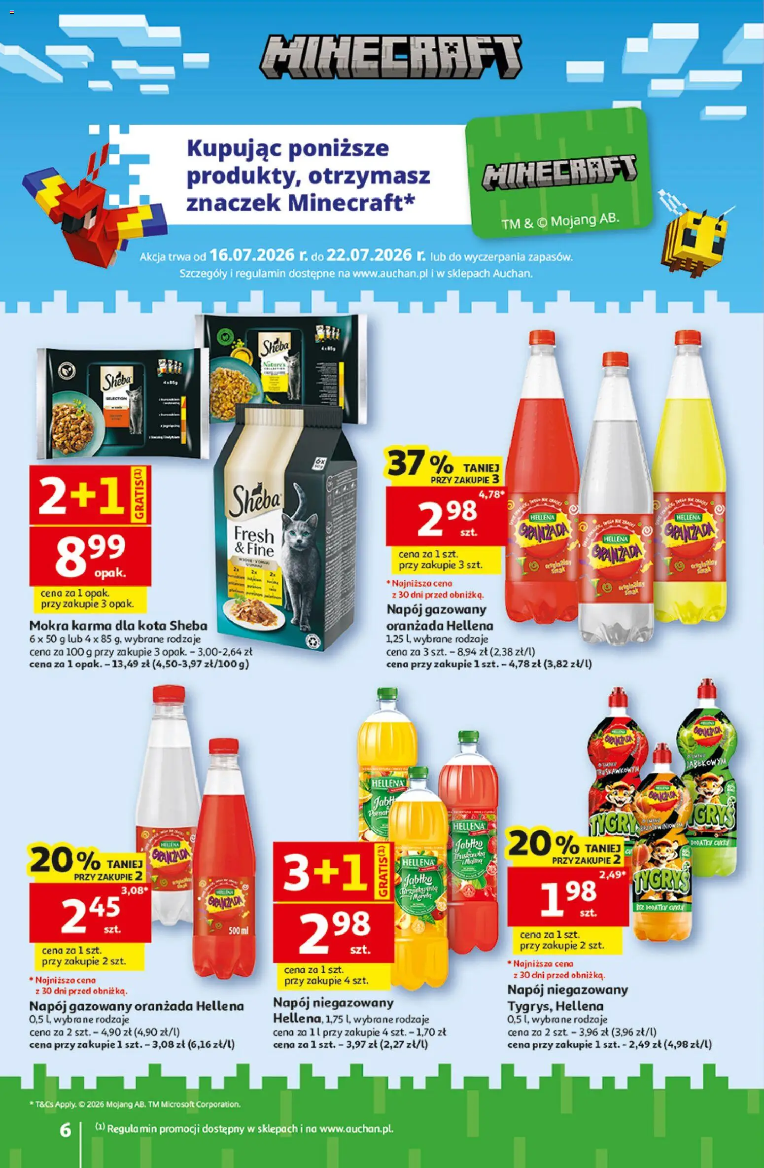 Auchan gazetka - 30 Lat Hipermarket od 16.07.2026 | Strona: 6 | Produkty: Oranżada hellena, Karma dla kota