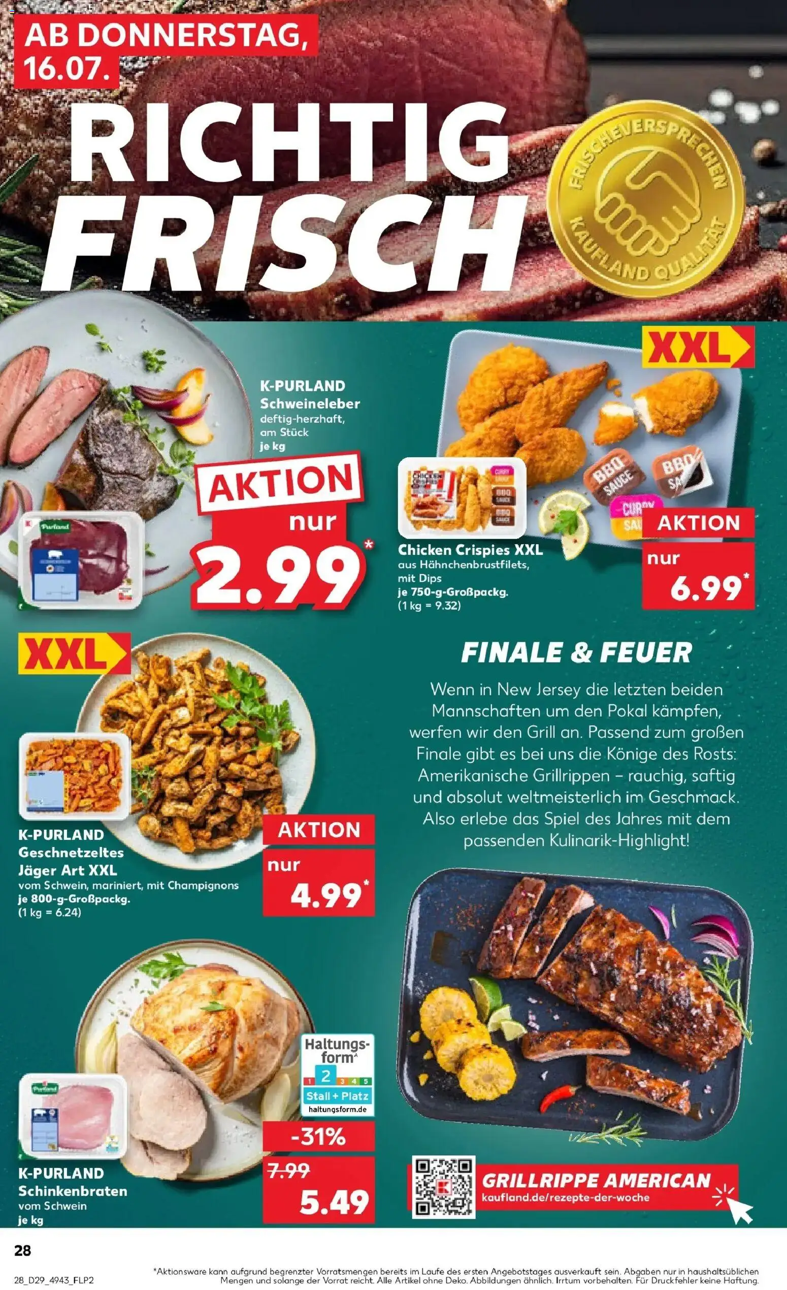 Kaufland Prospekt Jülich – gültig ab 16.07.2026 | Seite: 28 | Produkte: Spiel, Grill, Champignons