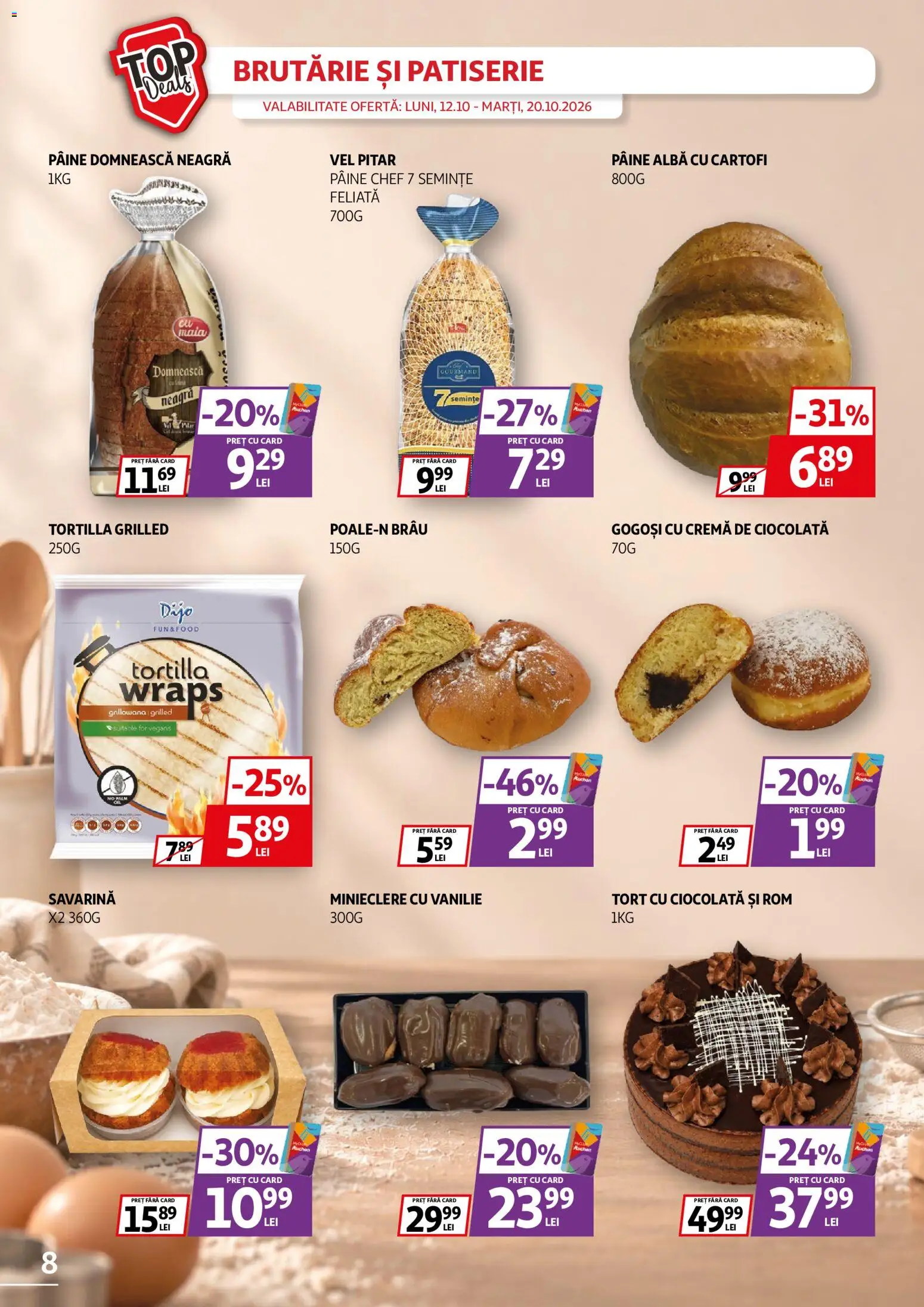 Noul catalog Auchan – valabil de la 12.10.2026 | Pagină: 8 | Produse: Alba, Crema de ciocolata, Savarină, Semințe