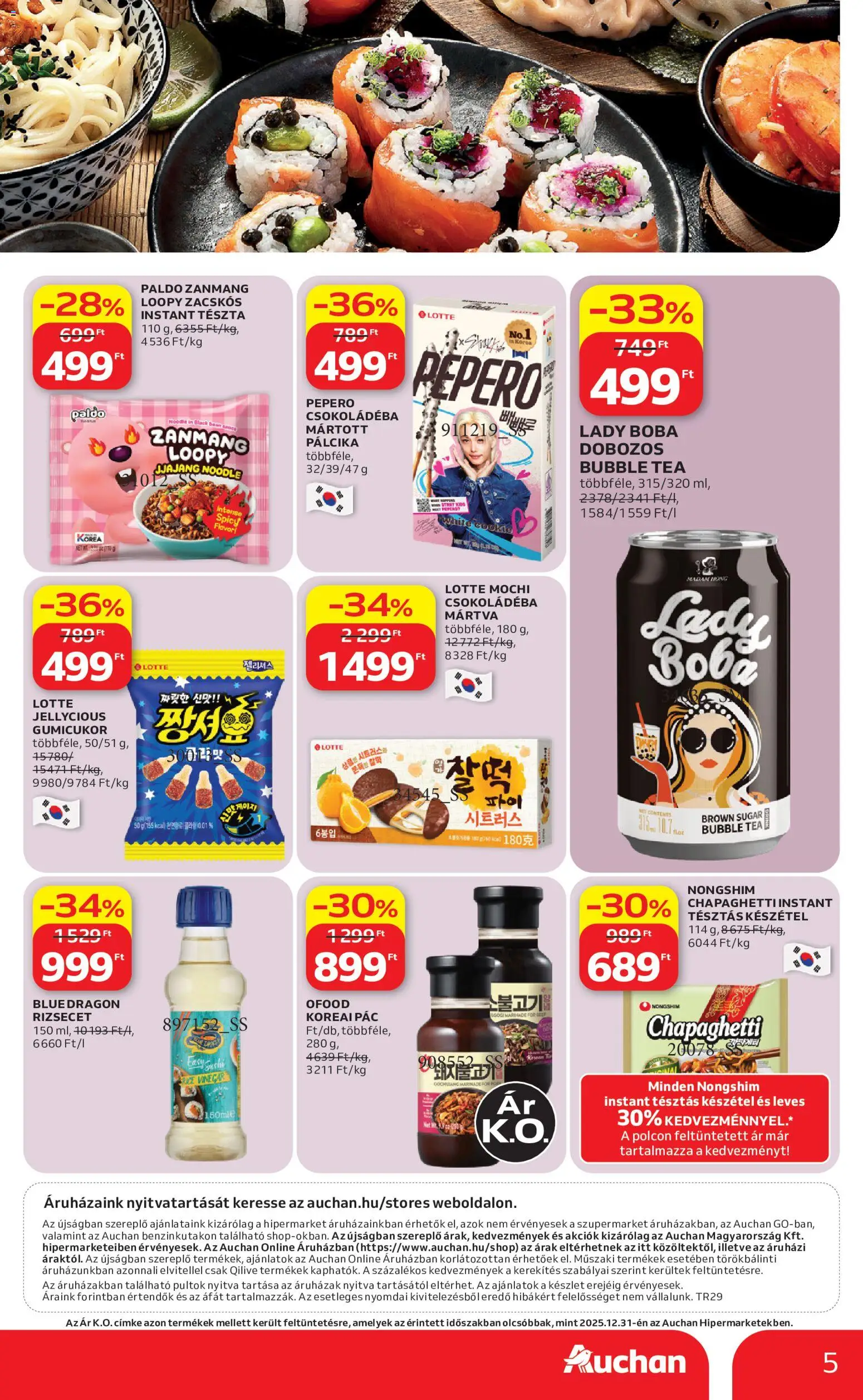 Auchan akciós ujság - amely érvényes a következő dátumtól: 2026.07.16. | Oldal: 5 | Termékek: Rizsecet, Gumicukor, Tea, Tészta