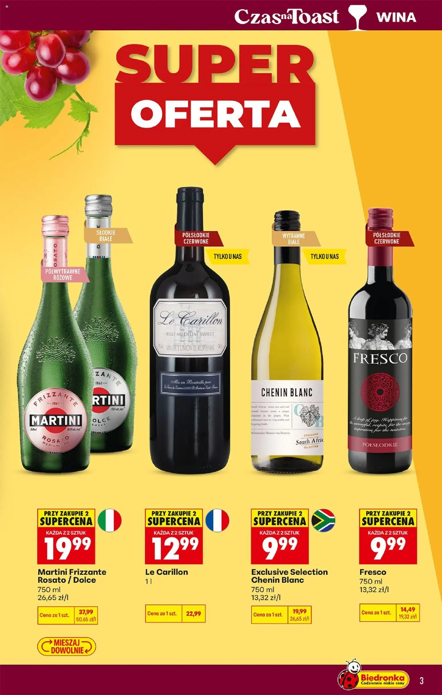 Biedronka gazetka - Czas na toast od 04.05.2026 | Strona: 3 | Produkty: Martini, Fresco