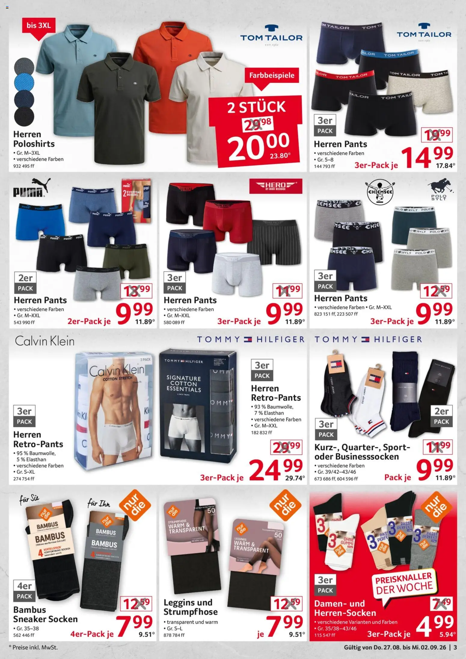 Selgros Non Food – gültig ab 27.08.2026 | Seite: 3 | Produkte: Socken, Leggings, Strumpfhose