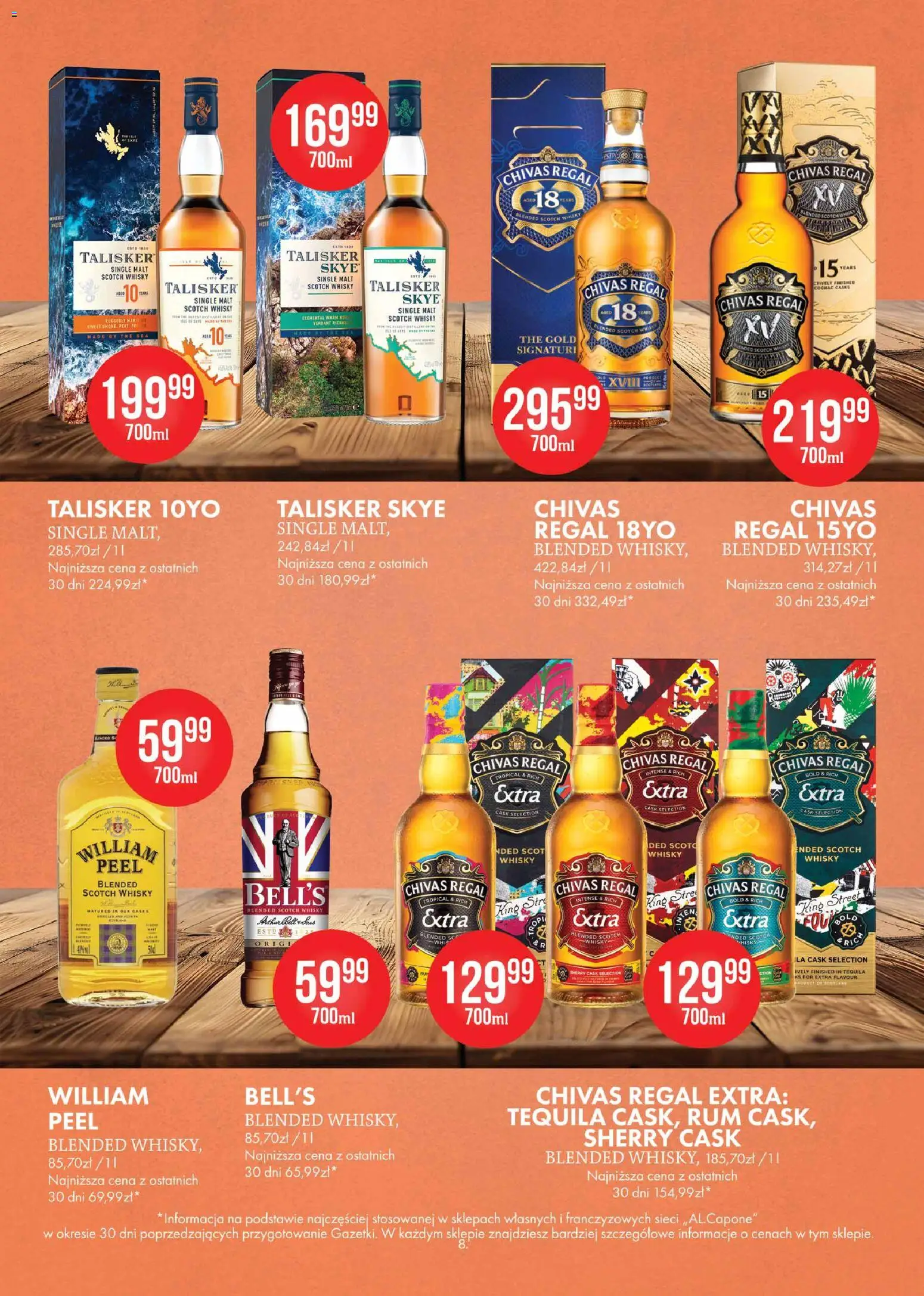 Al.Capone gazetka od 09.03.2026 | Strona: 8 | Produkty: Chivas Regal, Whisky Chivas Regal, Tequila, Rum