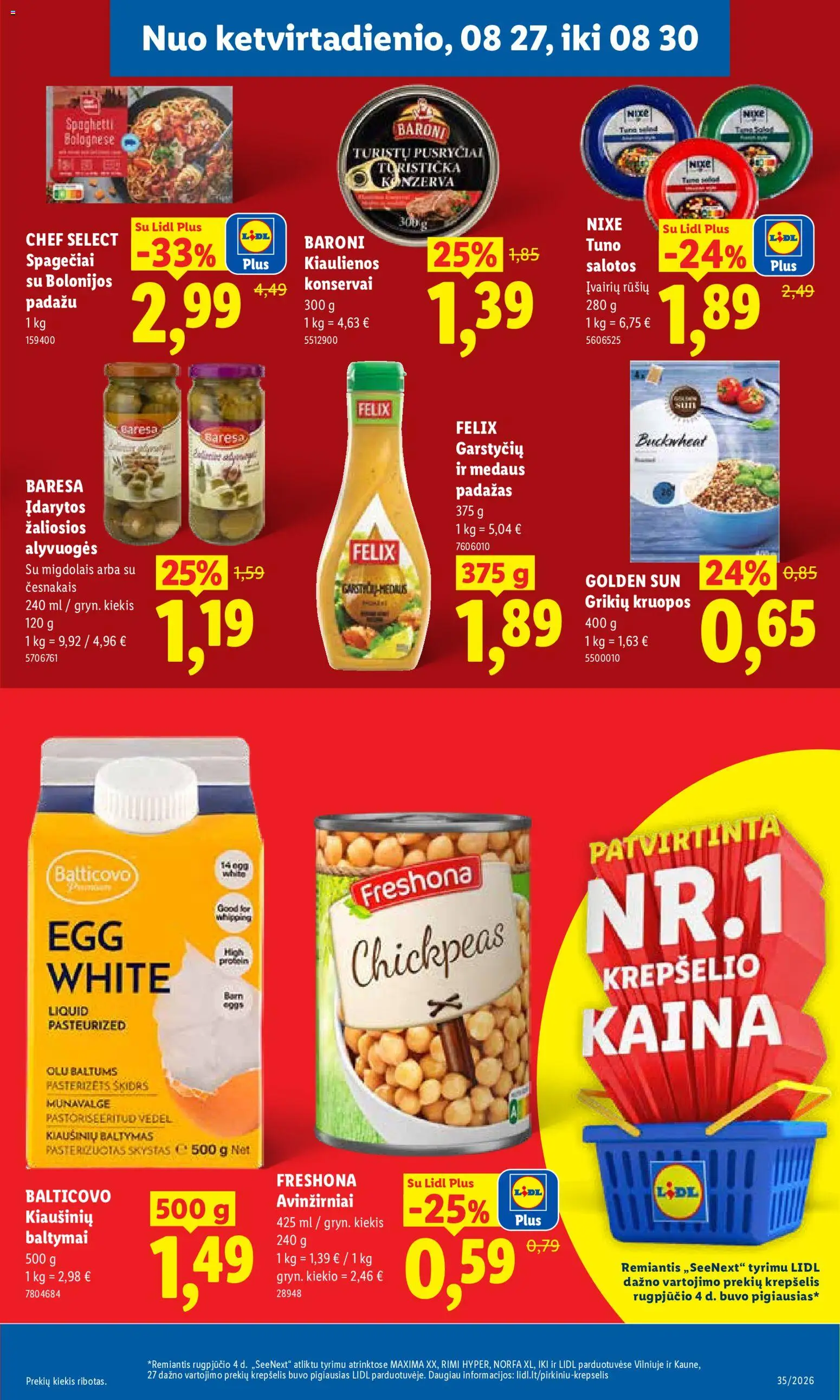LIDL akcijos nuo 2026.08.24 | Puslapis: 29 | Prekių: Salotos, Kruopos, Konservai, Krepšelis