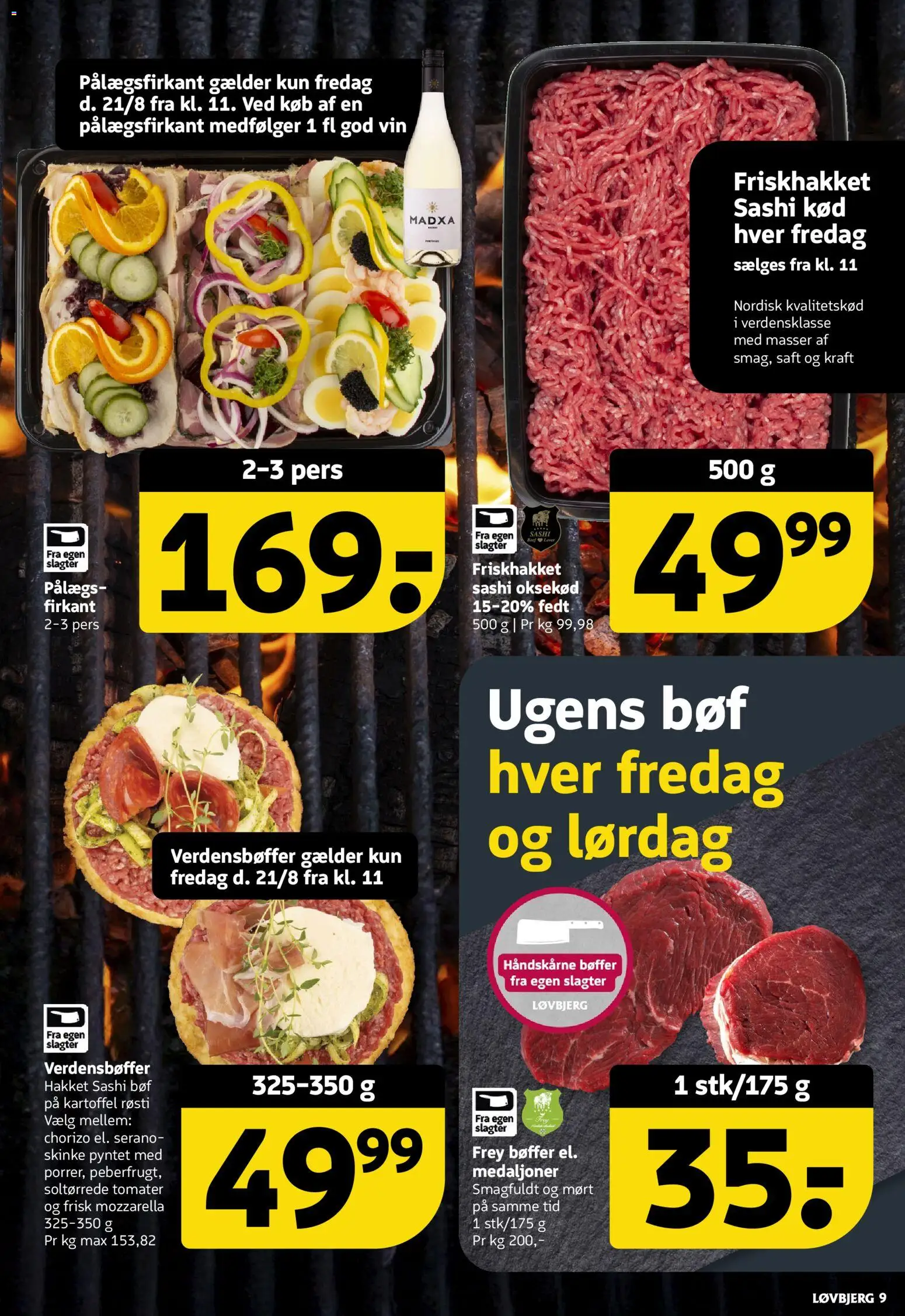 Løvbjerg tilbudsavis – gyldig fra 21/08/2026 | Side: 9 | Produkter: Skinke, Vin, Tomater, Bøffer