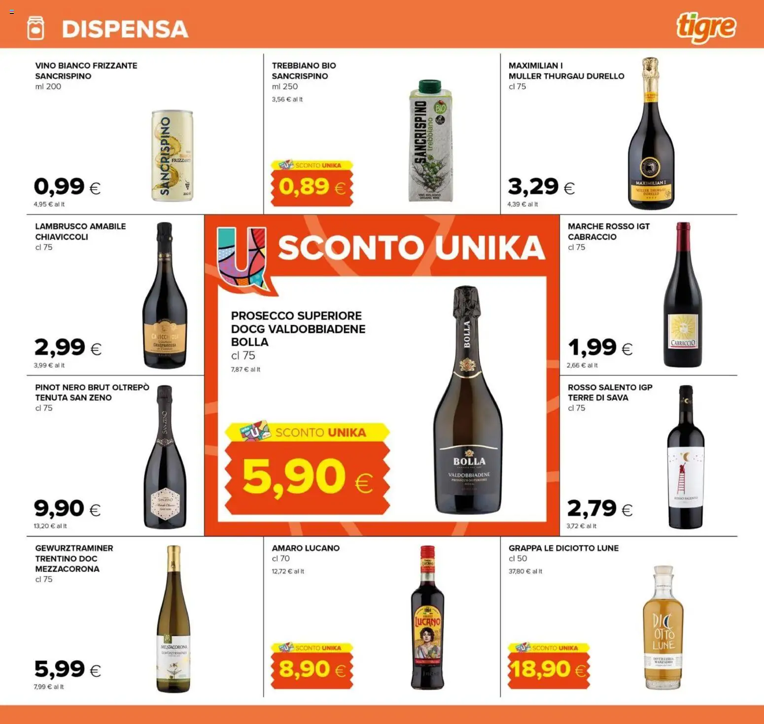 Volantino Tigre del 25/09/2026 | Pagina: 19 | Prodotti: Prosecco, Vino, Grappa, Lambrusco