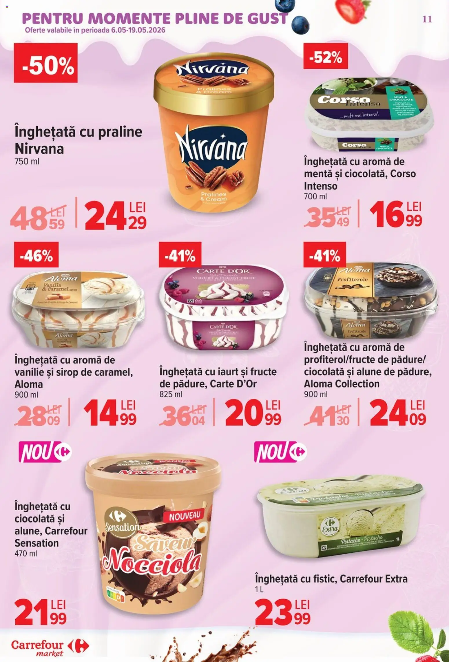 Noul catalog Carrefour – valabil de la 06.05.2026 | Pagină: 14 | Produse: Alune, Ciocolată, Sirop, Fructe