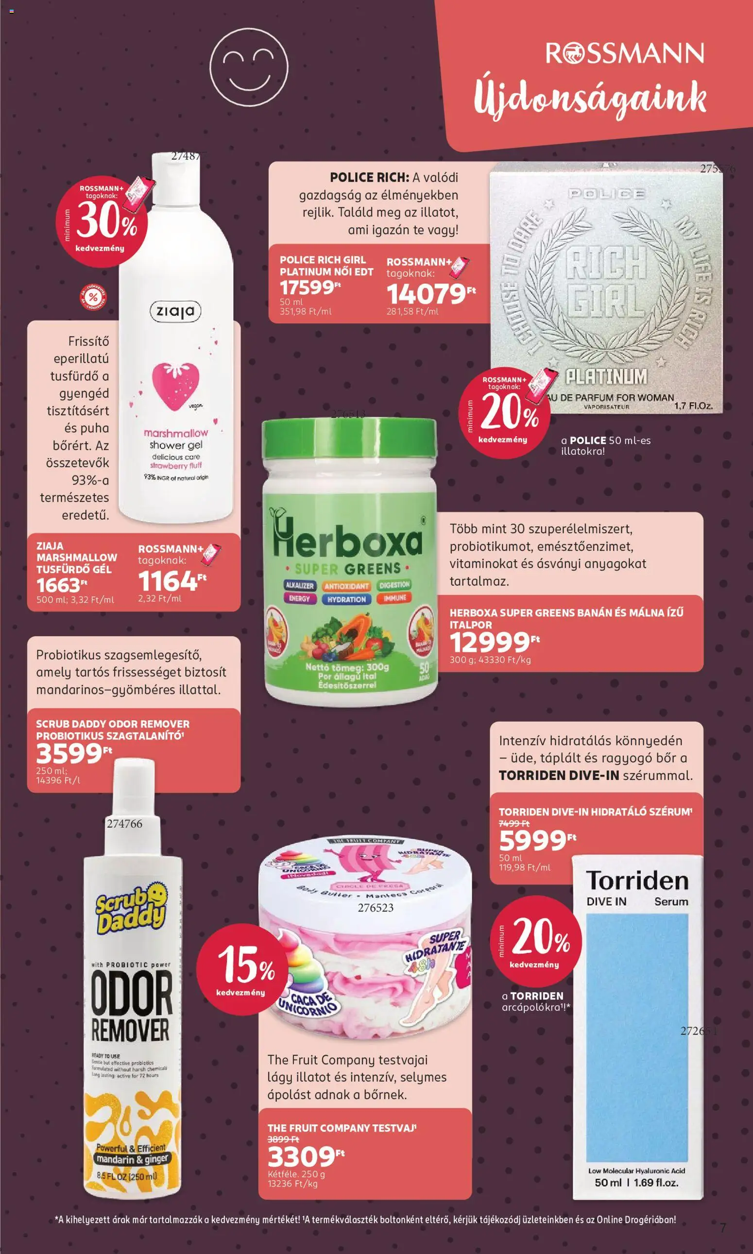 Rossmann akciós ujság - amely érvényes a következő dátumtól: 2026.10.19. | Oldal: 7 | Termékek: Body, Parfüm, Banán, Tusfürdő