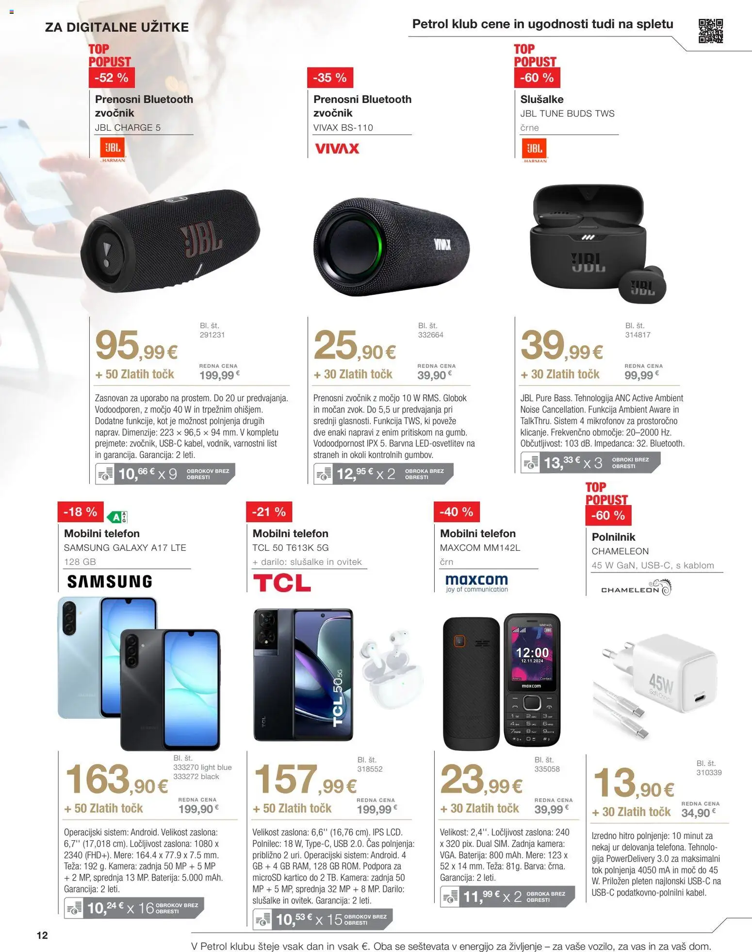Novi Petrol katalog ponudbe – veljaven od 02.03.2026 | Stran: 12 | Izdelki: Kamera, Usb, Teza, Polnilnik
