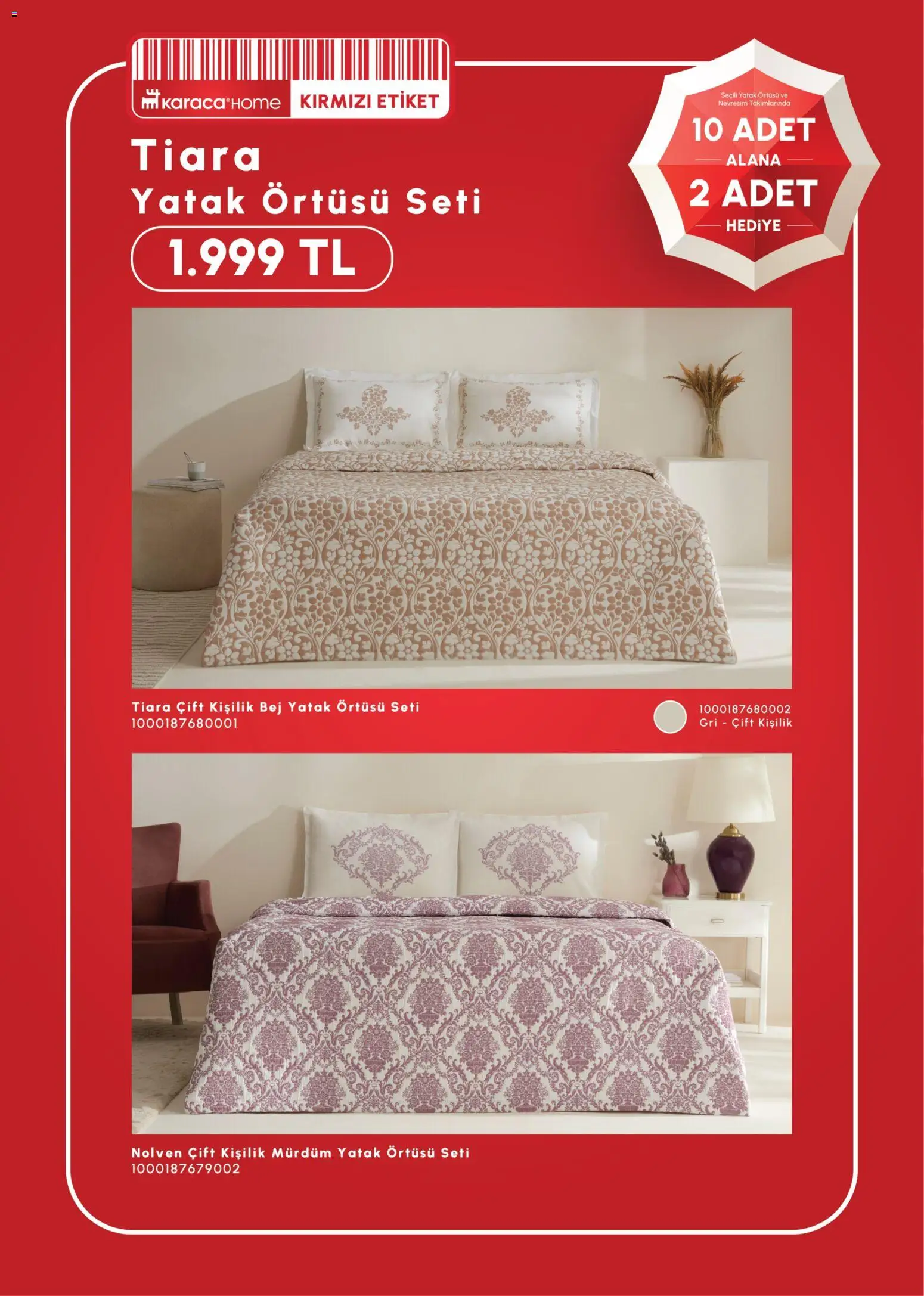 Karaca Home 10 Adet Alana 2 Adet Hediye - 17 Haziran 2026 tarihinden itibaren geçerlidir | Sayfa: 14 | Ürünler: Yatak, Nevresim, Yatak örtüsü