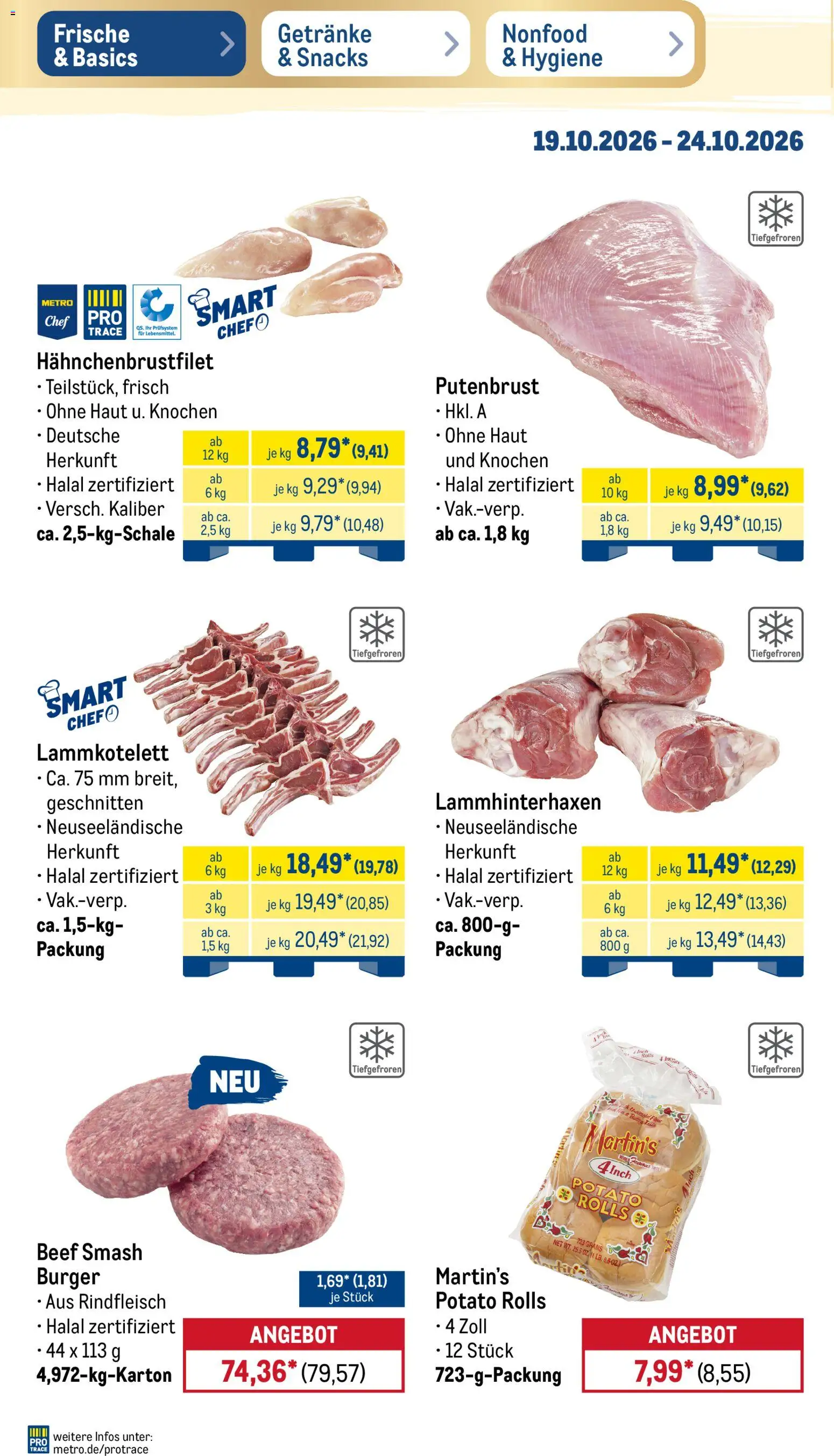 Metro NonFood-Angebote – gültig ab 19.10.2026 | Seite: 35 | Produkte: Putenbrust, Burger, Rindfleisch