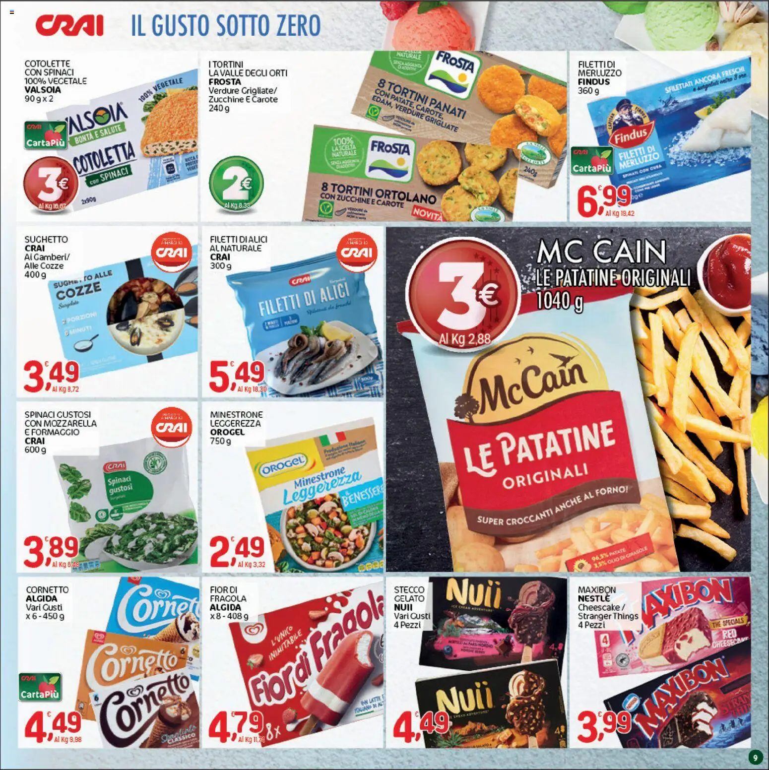 Volantino CRAI del 17/09/2026 | Pagina: 9 | Prodotti: Minestrone, Patatine, Zucchine, Forno