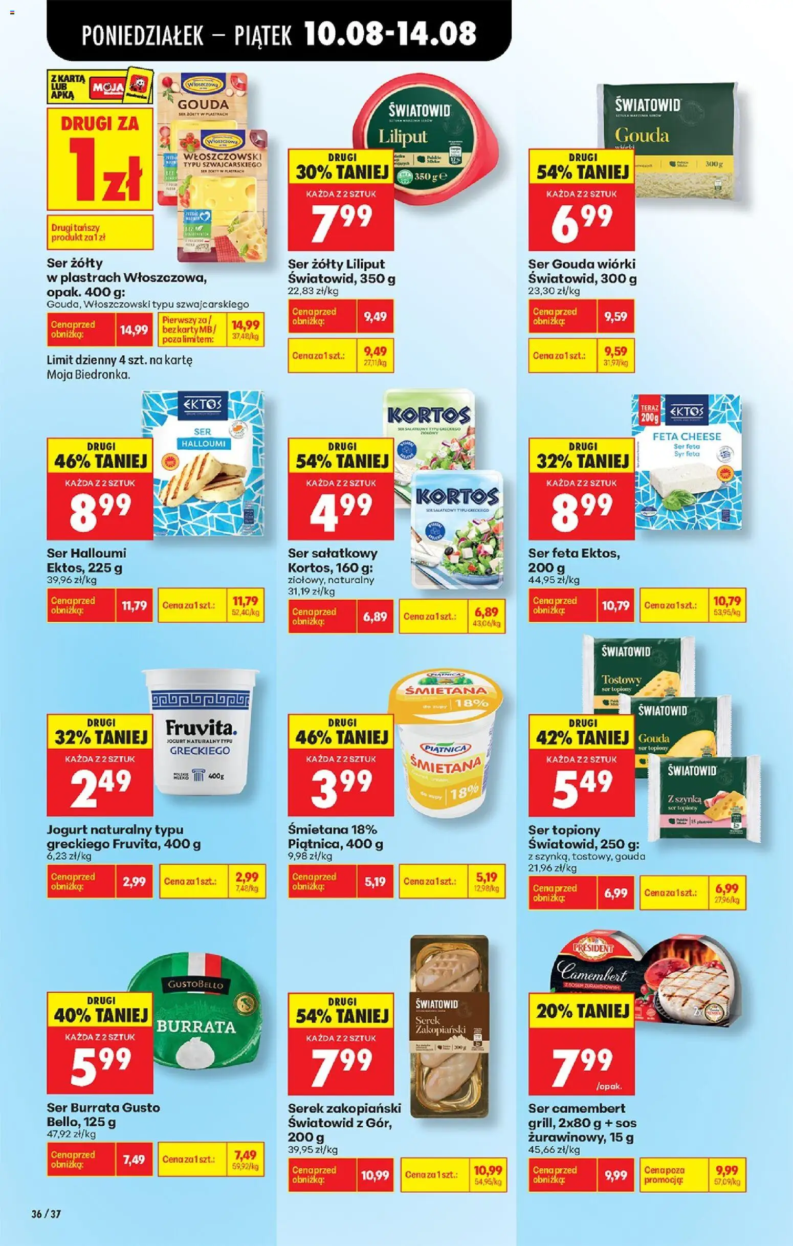 Biedronka gazetka od 10.08.2026 | Strona: 50 | Produkty: Gustobello, Jogurt, Ser feta, Sos