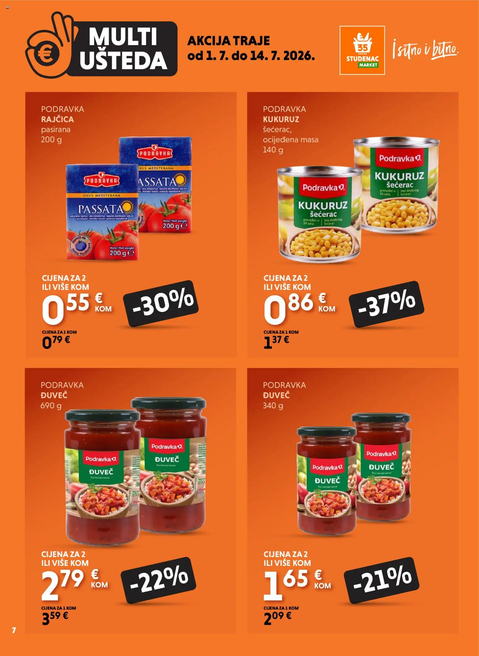 Studenac katalog | vrijedi od 01.07.2026 | Stranica: 7 | Proizvodi: Kukuruz, Podravka, Rajčica